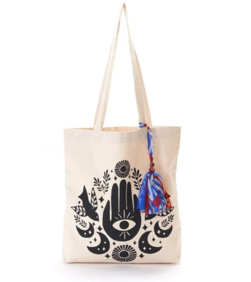 Chahna Hamsa Moon Phase Canvas Cotton Tote Bag
