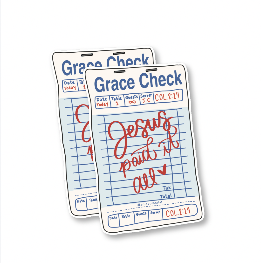 Grace Check 'Jesus Paid It All' - 3" Sticker