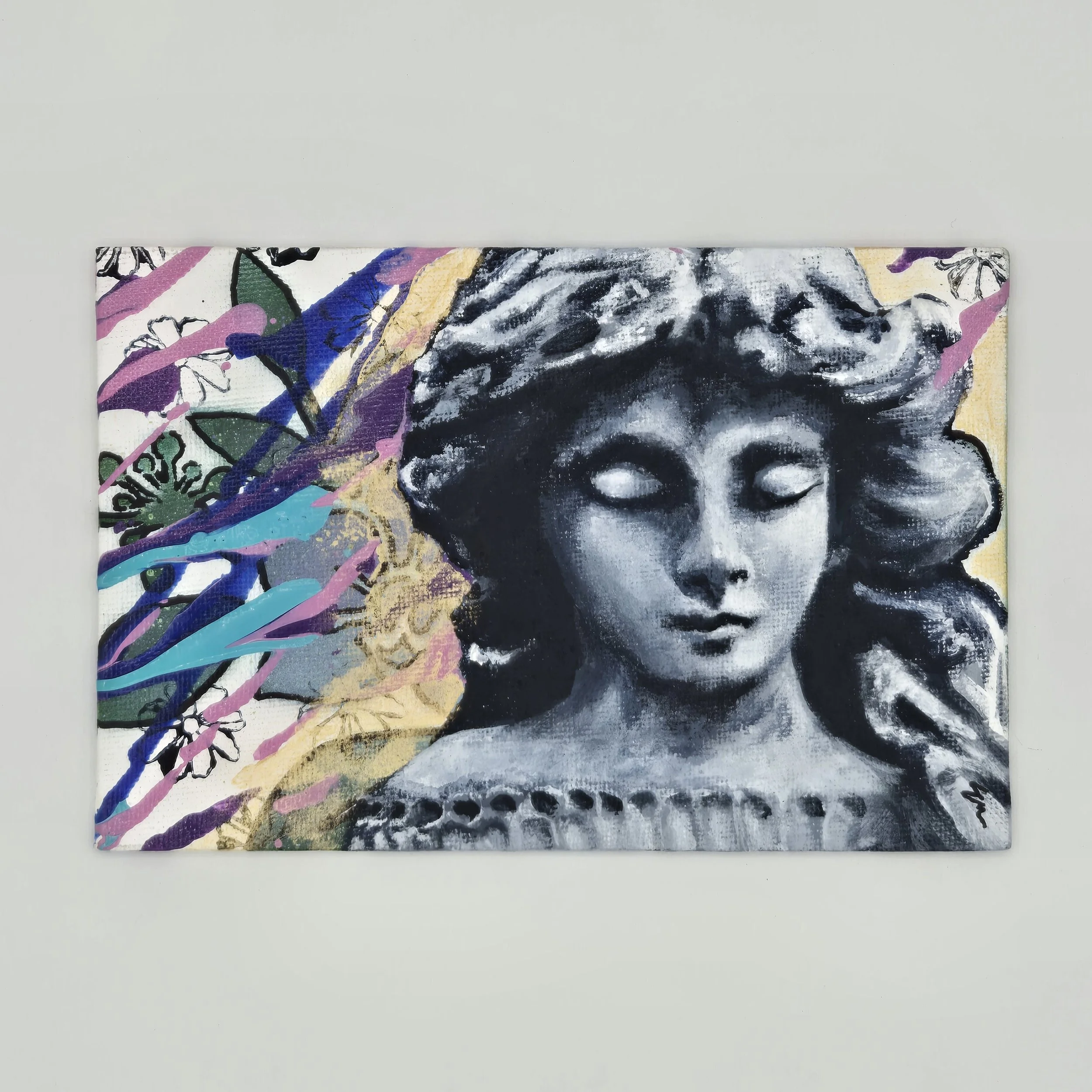 " Bloom Where You Are Planted" - Original Acrylic on canvas panel - 4" x 6" - 2026 - Erika Muecke