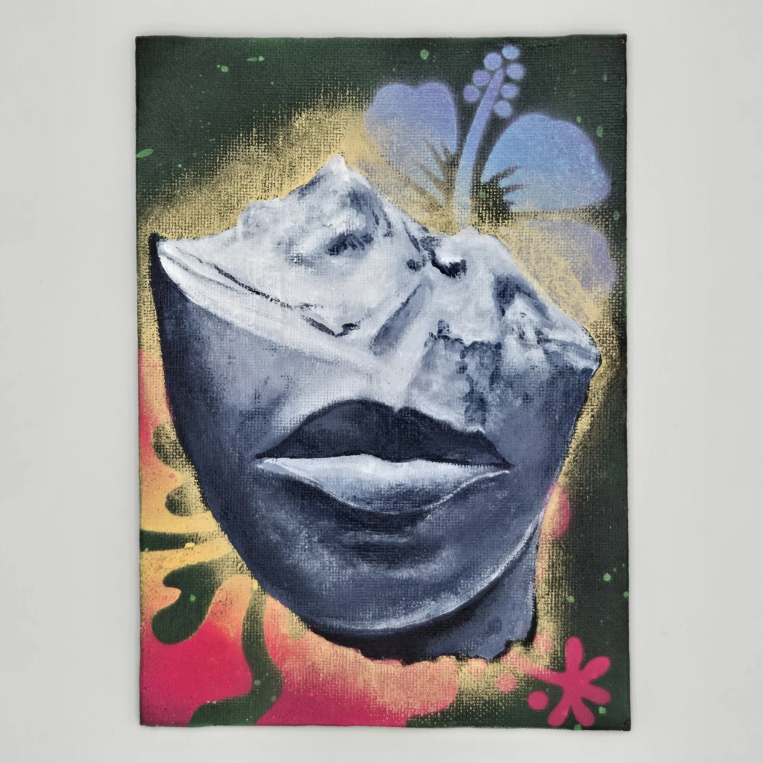 " Fragments of a Queen" Original Acrylic on canvas panel - 5" x 7" - 2025 - Erika Muecke