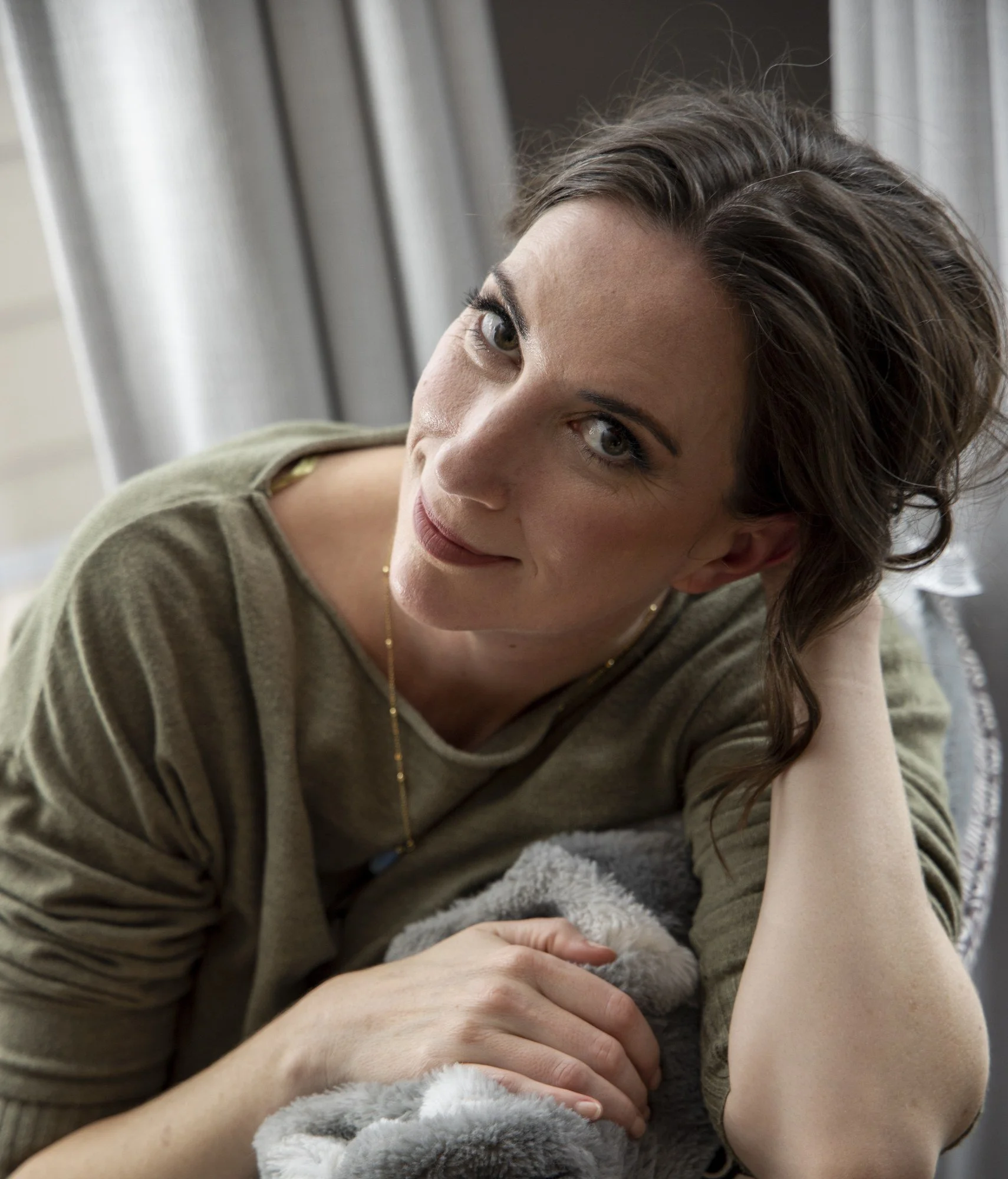 Rebecca Beltran, host of Pleasure Central Radio, direct gaze, resting pose