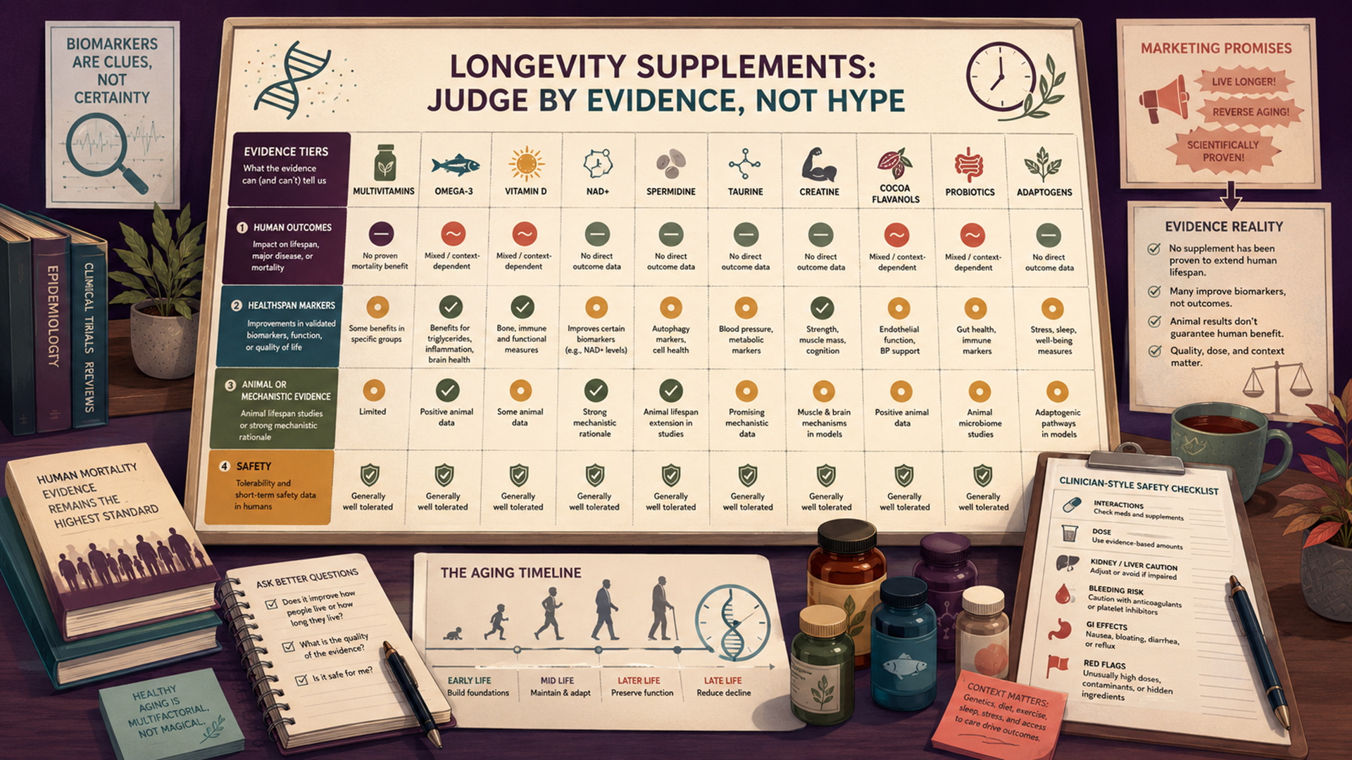 Supplements Studied for Extending Lifespan: Evidence, Safety, and What the Research Says