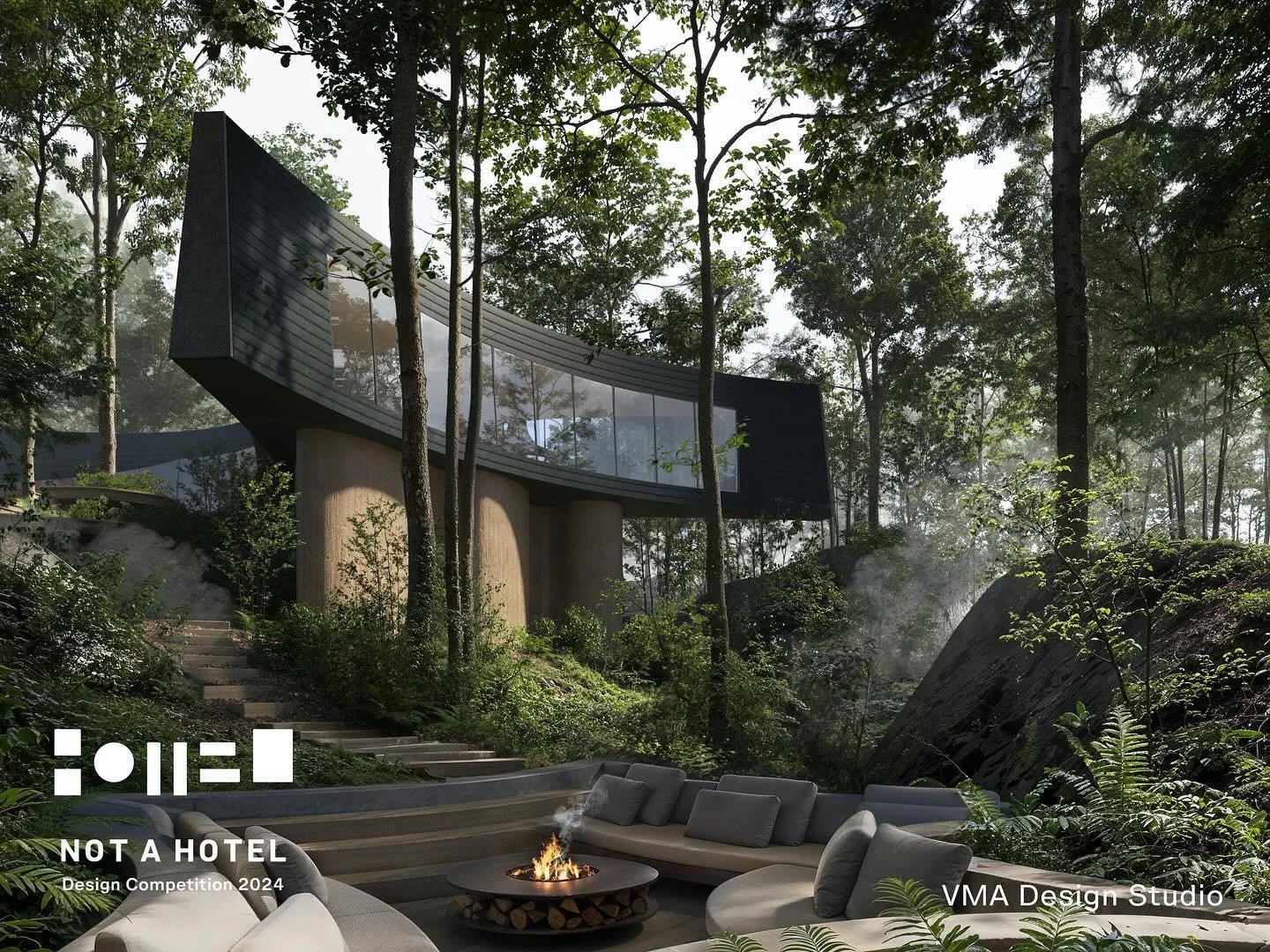 Our submission for the Not a Hotel Design Competition 2024, Cove, brings nature and design together 🌿✨. With six open spaces flowing through graceful slate curves, it&rsquo;s all about tranquility and lush forest views in Kitakaruizawa 🌲🏞️. Huge t