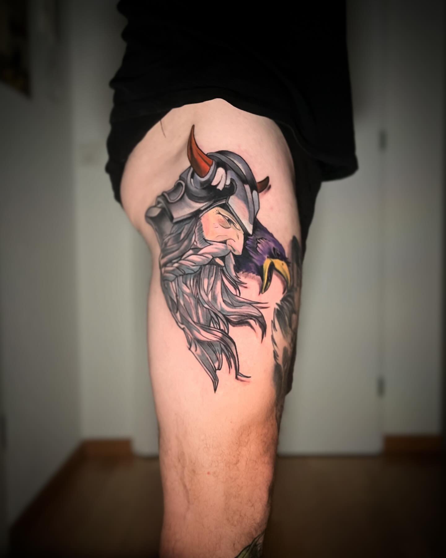 #tattoo #tatouage #ink #odin #vikingtheme #linewerk #keineangstvorfarben #bern #murig&uuml;mligen #legtattoo