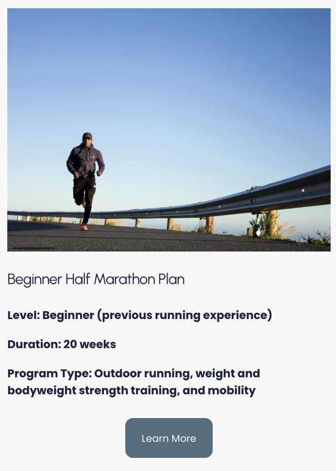 Beginner half marathon plan