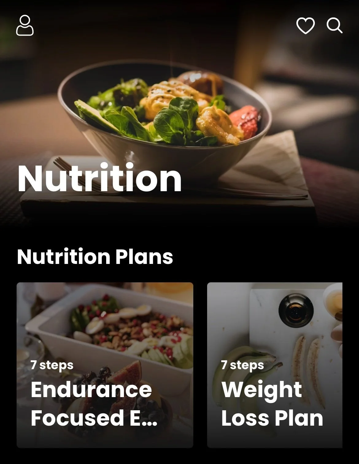 A bowl of salad with greens, vegetables, and toppings on a dark table. The word 'Nutrition' is overlaid on the image.