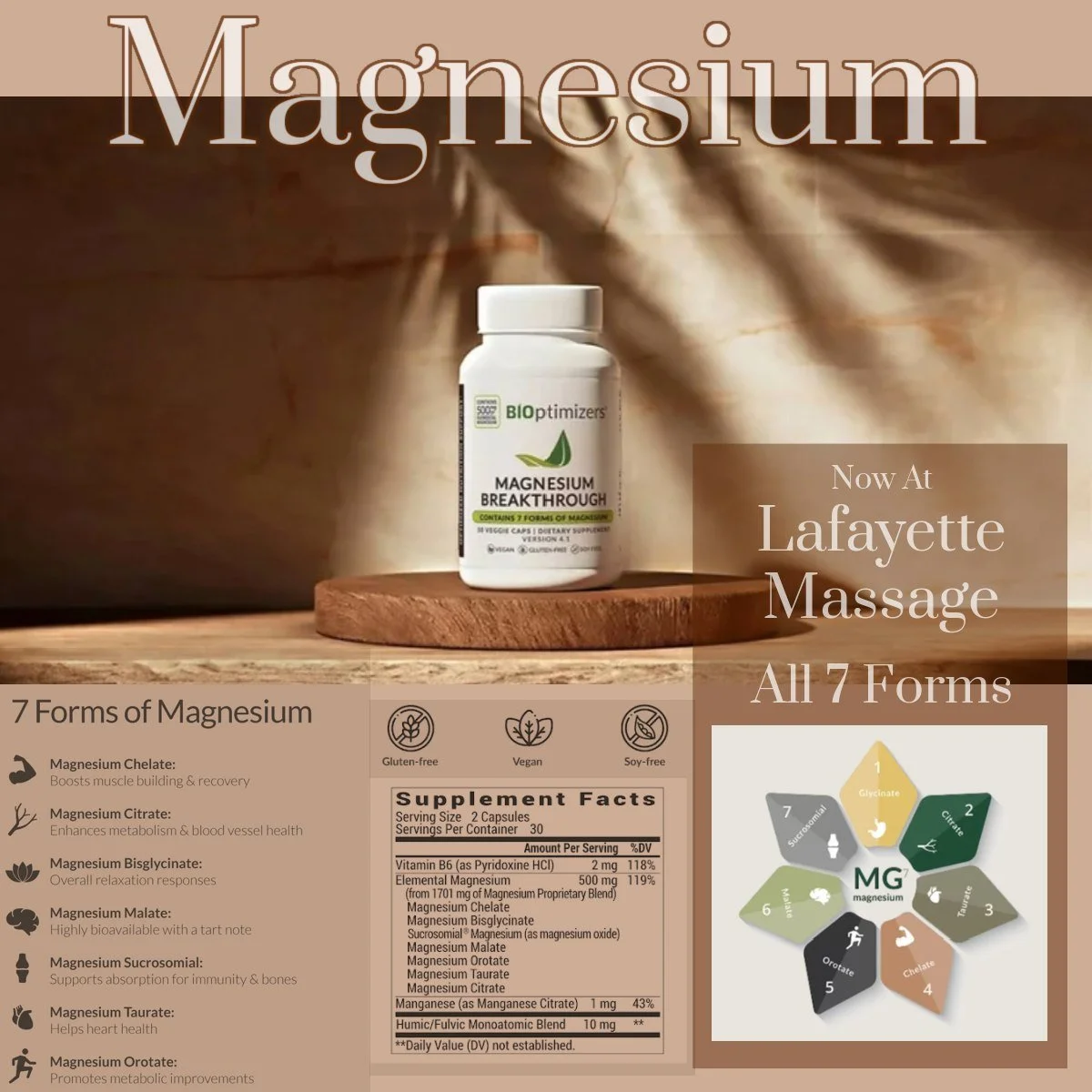 ✨ Now Available at Lafayette Massage! ✨ 

🔥🔥⚡️ Just dropped and only have 3 left in stock. ⚡️🔥🔥

Y'all know I do the research to find and bring you the BEST!

We just got in Magnesium Breakthrough - the ultimate magnesium supplement that contains