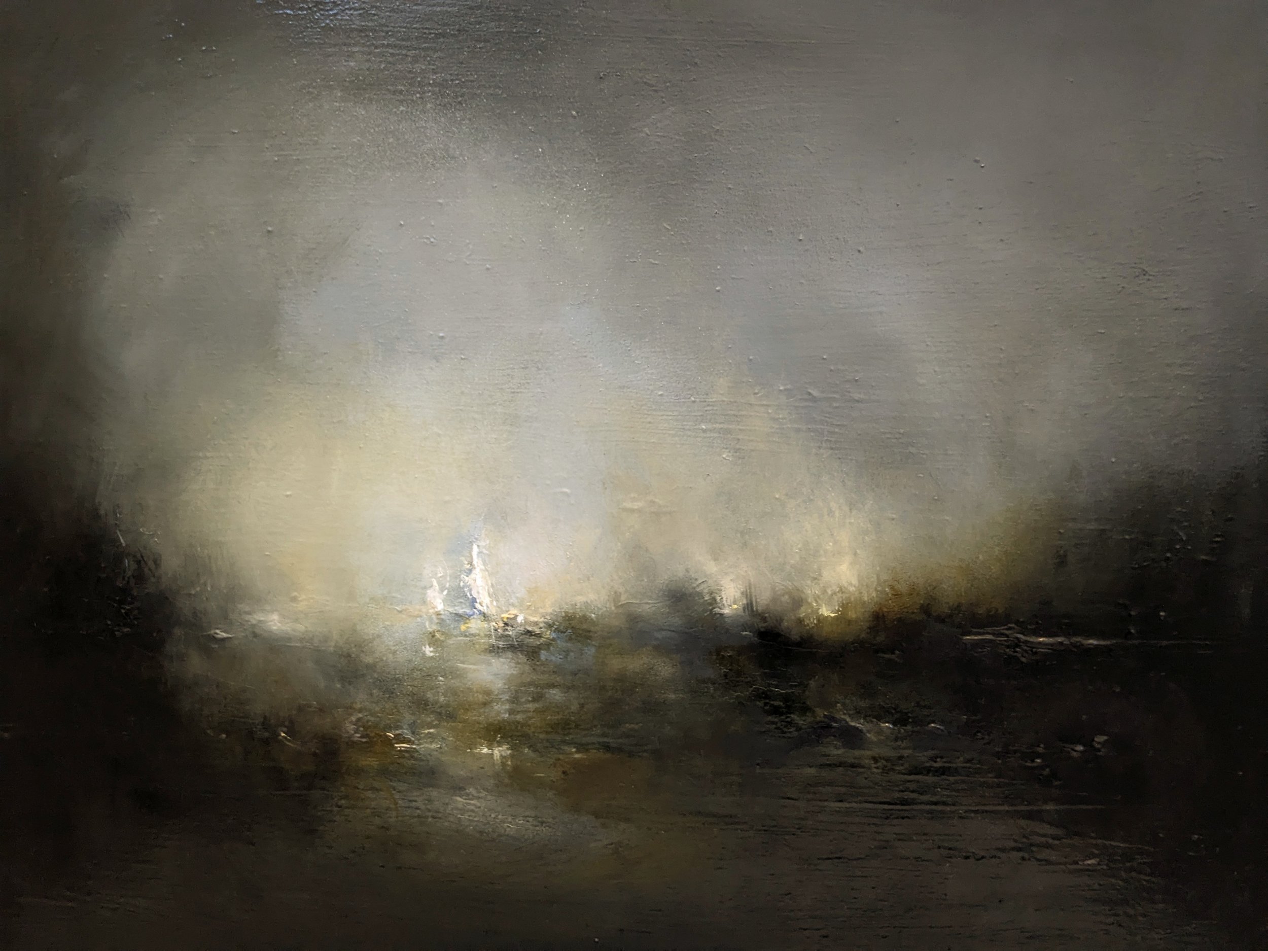 Drifting out to sea, oil on board 32 x 28cm