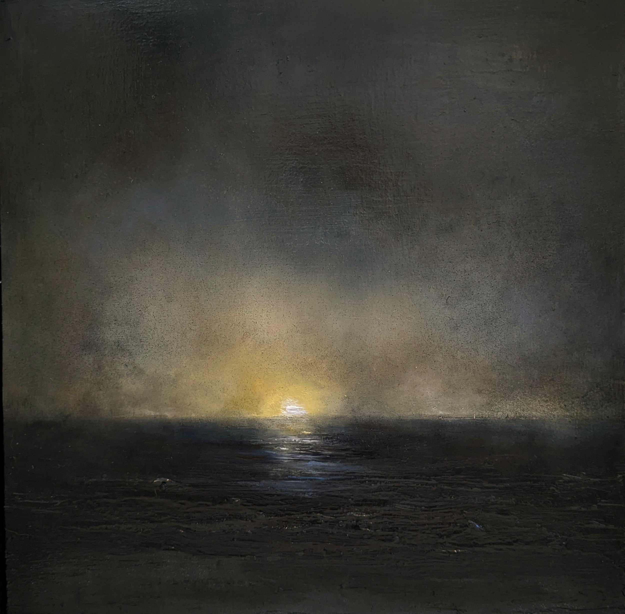 Entire moon falls on the sea, oil on board,
30 x 30cm