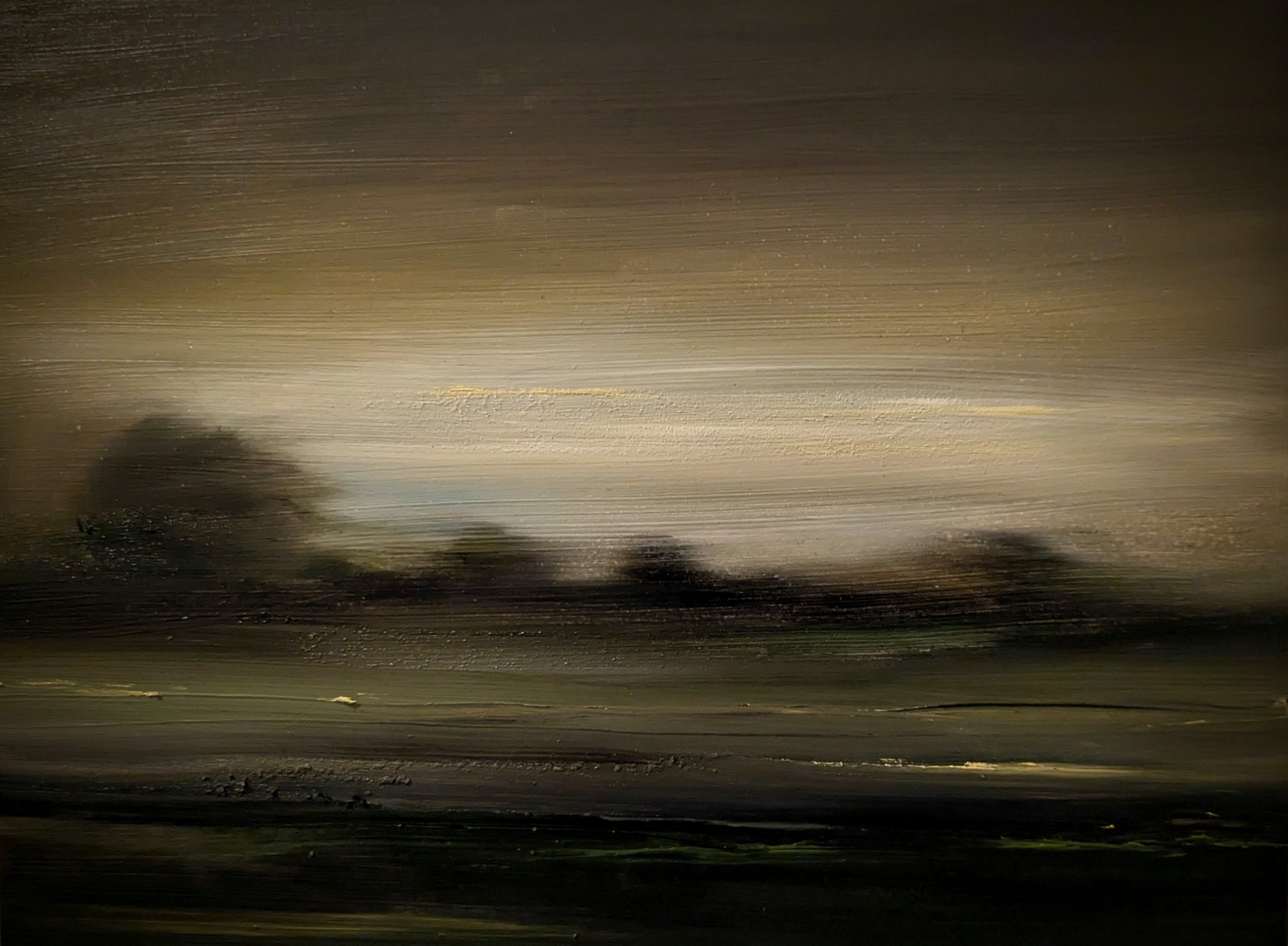 A stretch of land that ran above and away from her, oil on board, 30 x 25cm