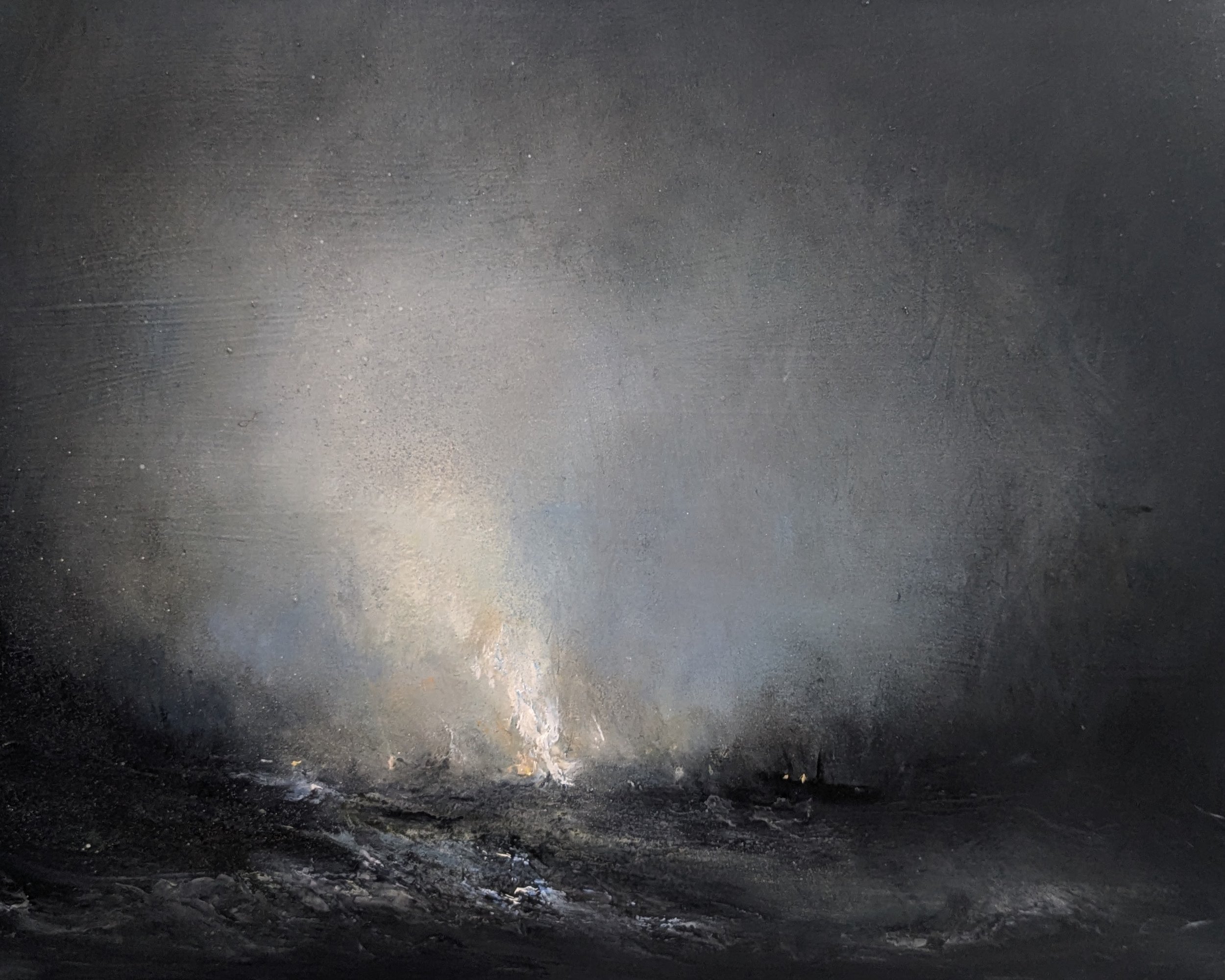 Close my eyes and wait to be delivered to a distant shore, oil on board, 30 x 20cm