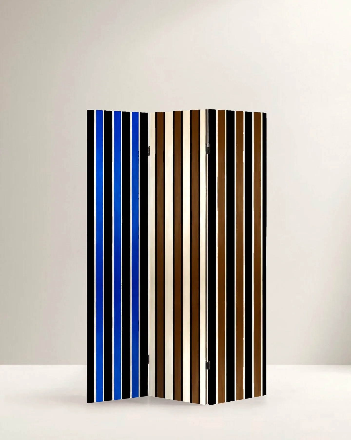 Eltham Screen 180cm H x 165cm W Rye Straw, Acrylic, Wood Stain and Emulsion on Birch Ply

This is the other side of the Eltham Screen.
I wanted the two sides to feel distinctly different. A screen creates separation within a room, so I liked the idea