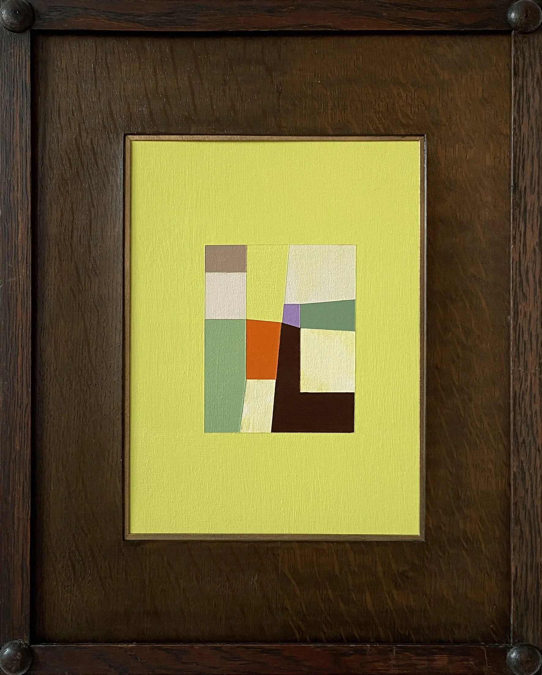 Wild Flower Meadow by Eleanor Nadimi, a colourful abstract painting presented within a reclaimed dark wood frame.