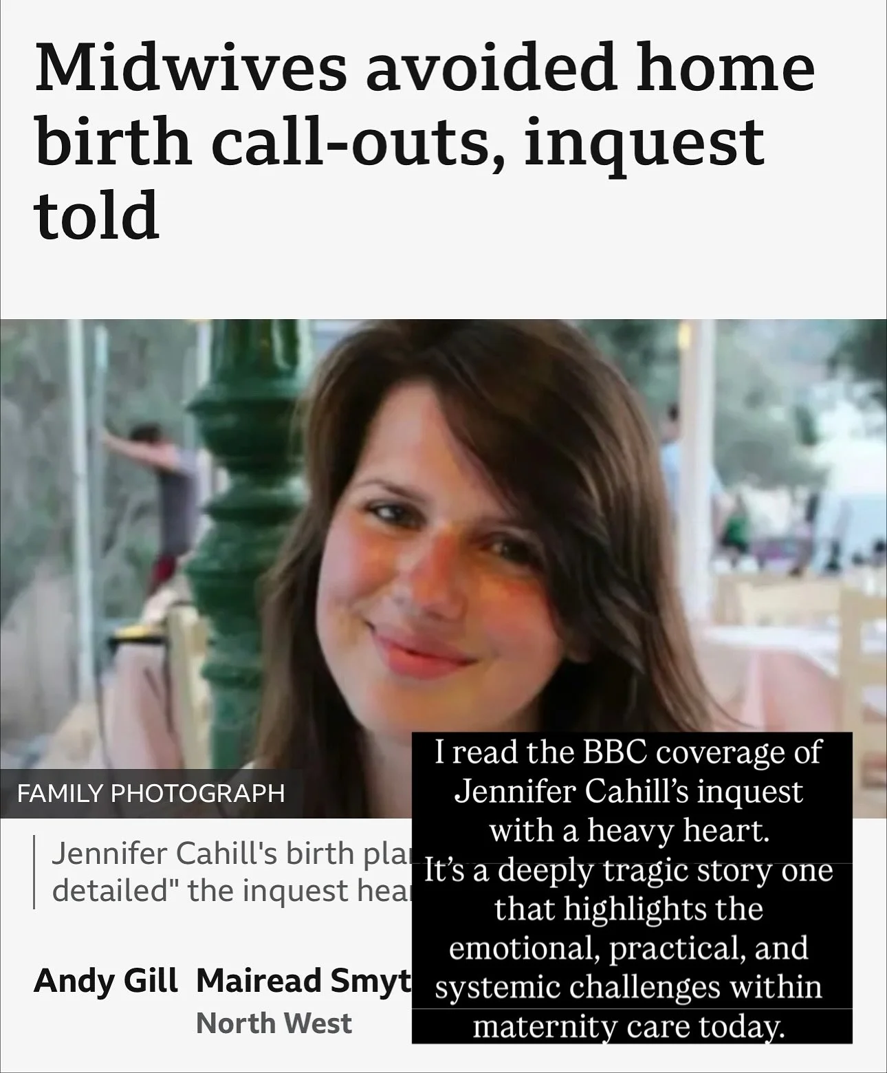 🕊️ We need to do better.

Reading about Jennifer Cahill&rsquo;s inquest has left so many of us heartbroken and reflective.
Her story highlights the deep tension in maternity care right now: women striving for choice and autonomy, and professionals f