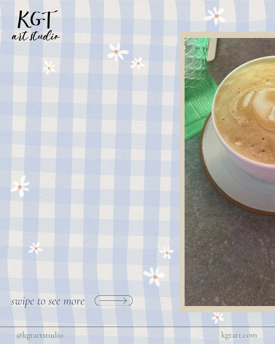 A little sneak at my newest seamless patterns. Which is your favorite? The gingham daisies, swans, or the doodles?

Surface patterns - insta art - illustrations - repeat pattern - seamless patterns - pattern illustration