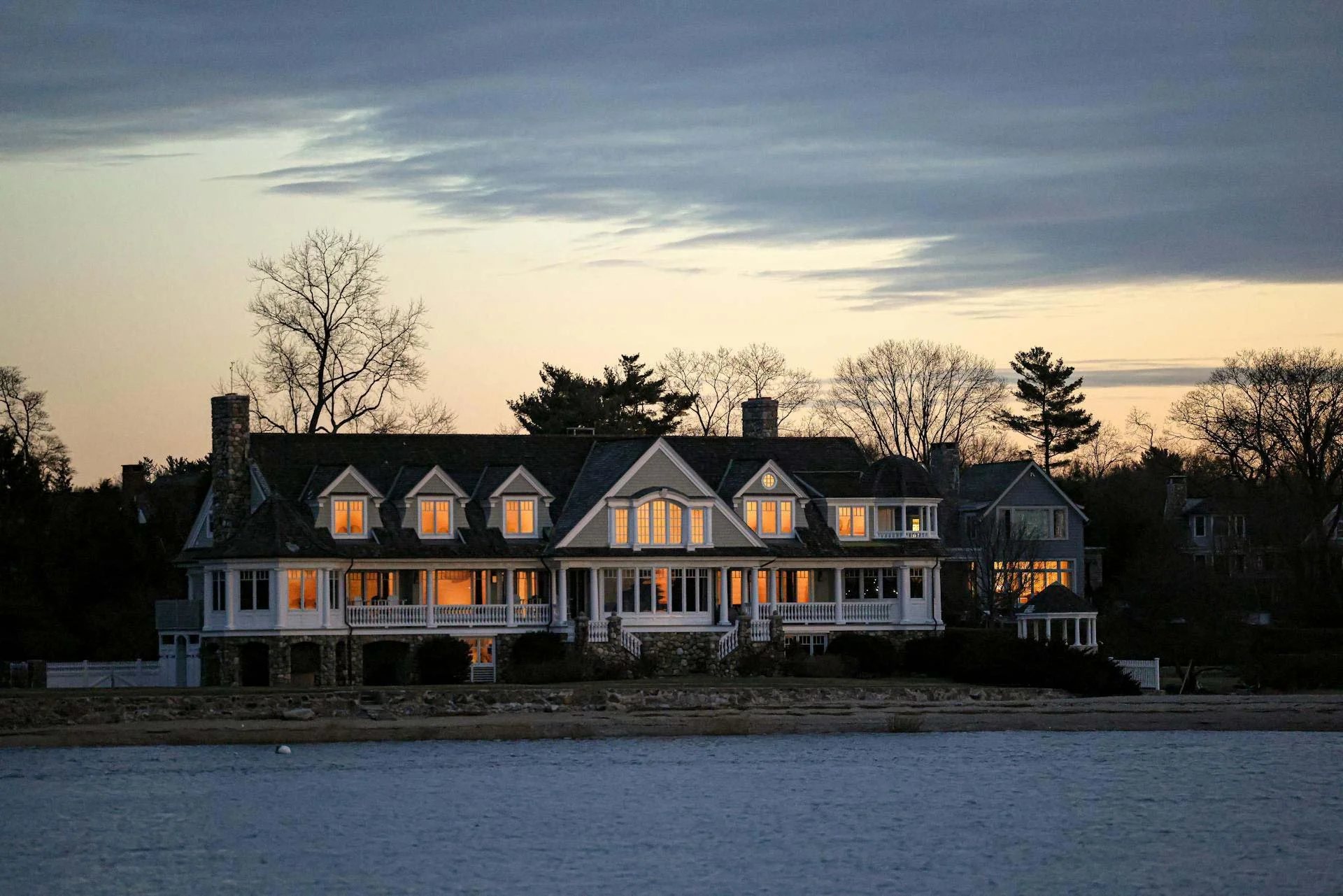 A beautiful traditional-style custom lakefront home.