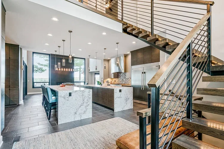 Modern custom home in Lake Norman, showcasing expert craftsmanship.