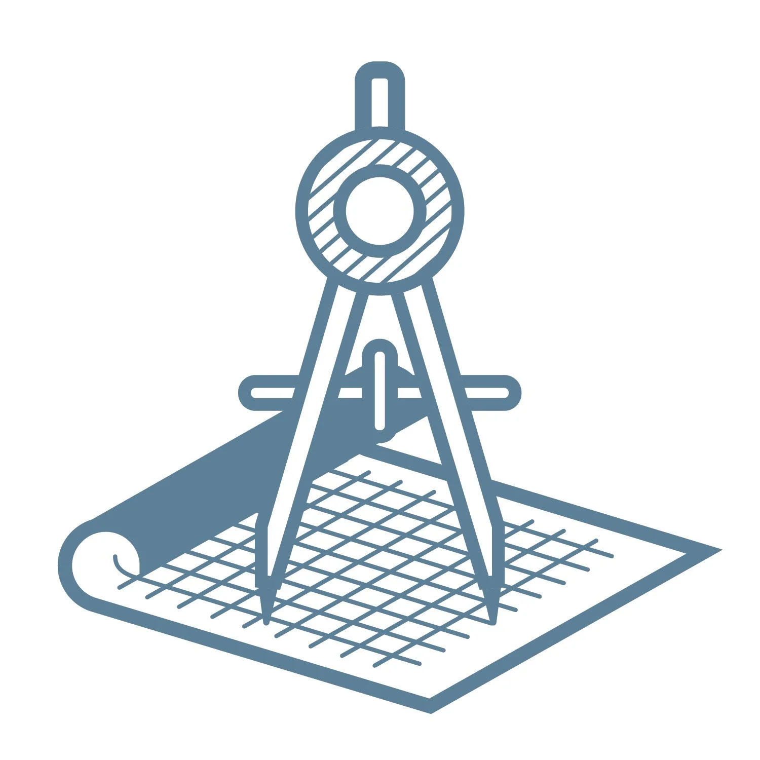 Illustration of a drafting compass on graph paper