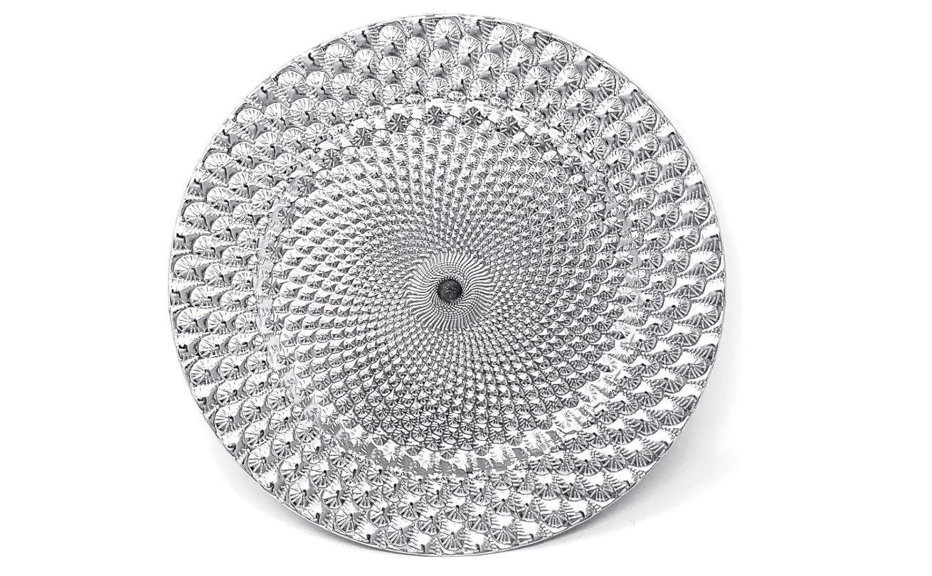 Silver Peacock Charger  
Inventory 150  
$2.50 each