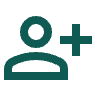 Icon of a person with a plus sign, representing adding or friend request.