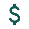 A teal dollar sign symbol