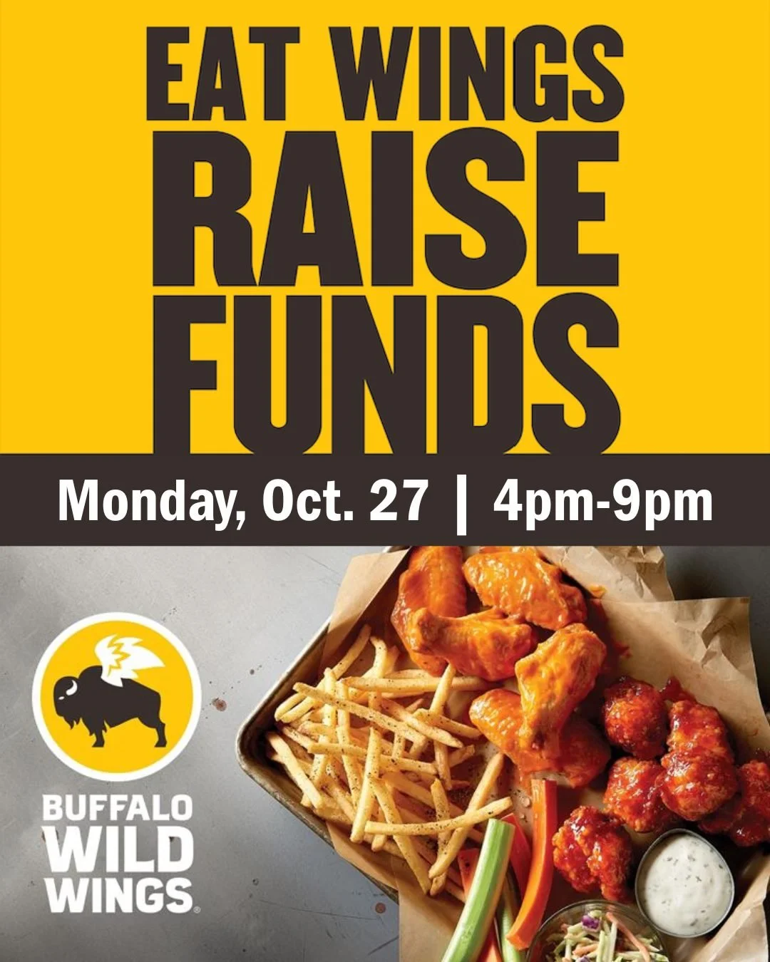Join us for a night of wings and community support!On Monday, October 27, from 4&ndash;9 PM, Buffalo Wild Wings in San Bernardino (690 East Hospitality Lane) will donate 15% of sales to benefit the Boys &amp; Girls Clubs of Greater Redlands-Riverside