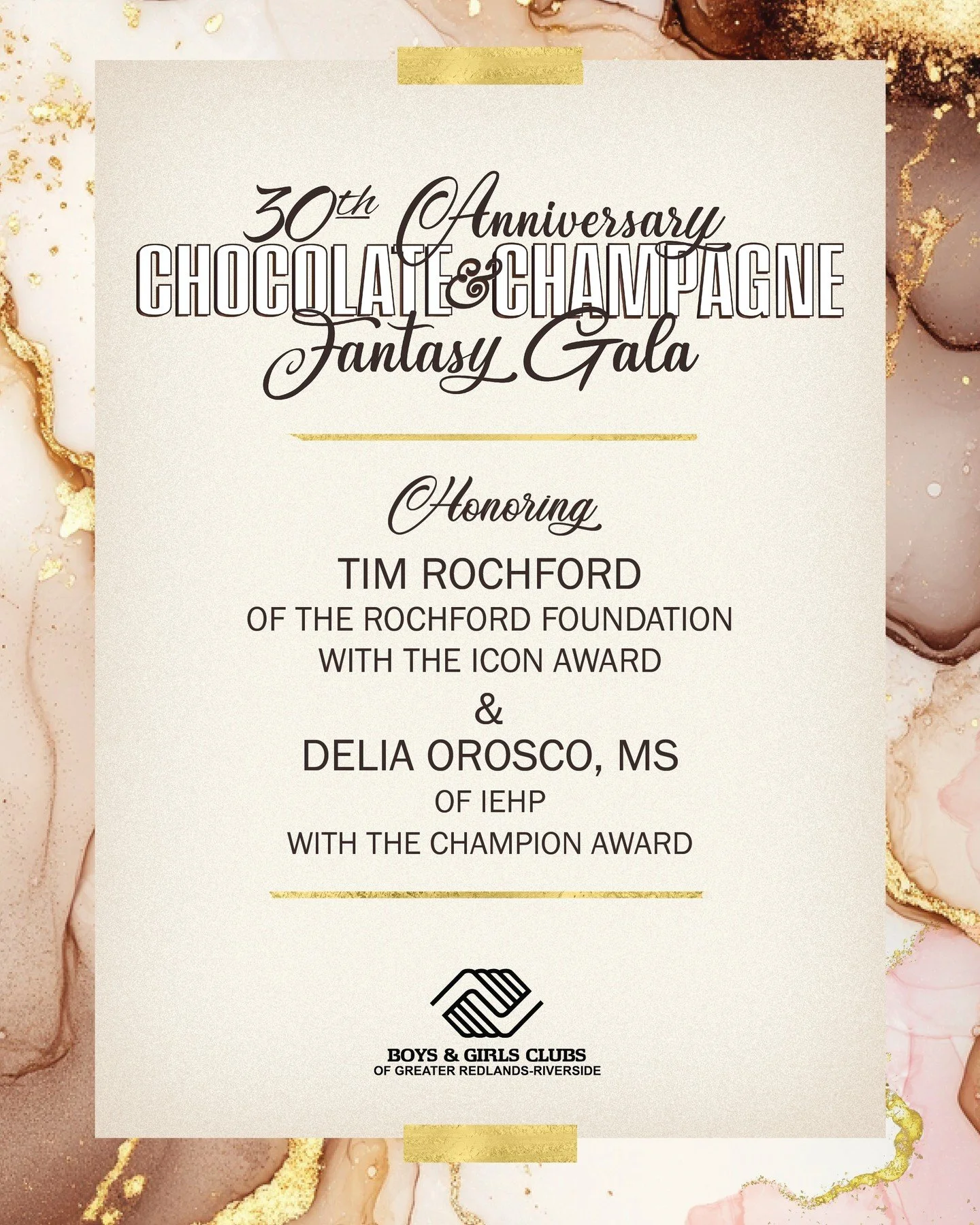 🌟 Honoring Our 2026 Gala Award Recipients! 🌟 We are thrilled to announce Delia Orosco, M.S. and Inland Empire Health Plan (IEHP) as recipients of the Champion Award &ndash; Supporter in Time of Need at our 30th Annual Chocolate &amp; Champagne Fant