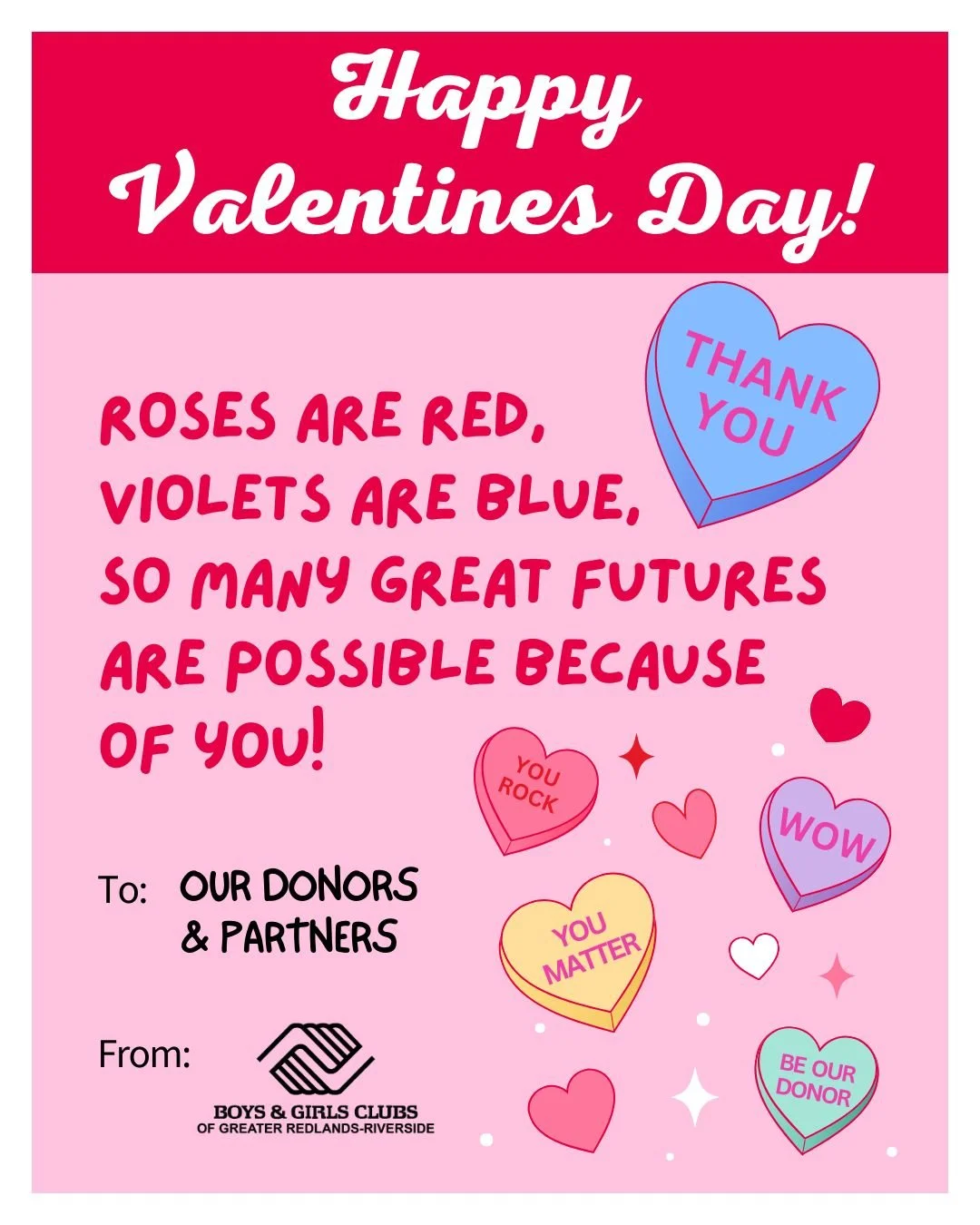 💘✨ Love is in the Club! ✨💘

This Valentine&rsquo;s Day, we&rsquo;re feeling extra grateful for our incredible Club community. From our amazing parents and inspiring teammates to our generous donors and, of course, our wonderful Club kids&mdash;you 