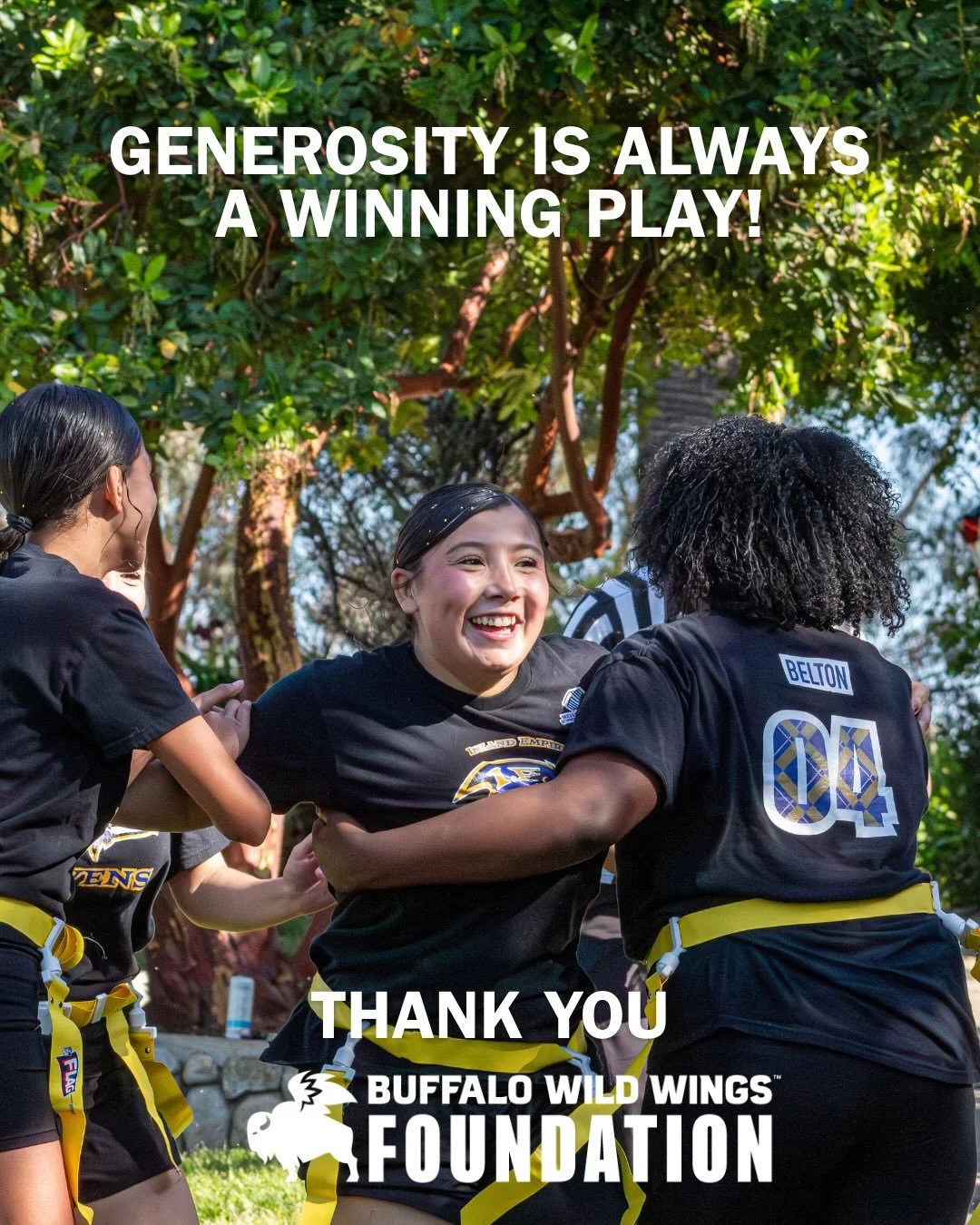 Thank you Buffalo Wild Wings Foundation for helping us break down the barriers to wellness that run deep in the communities that we serve. Let&rsquo;s keep leveling the playing field! 🏈🏀⚽️💪😎