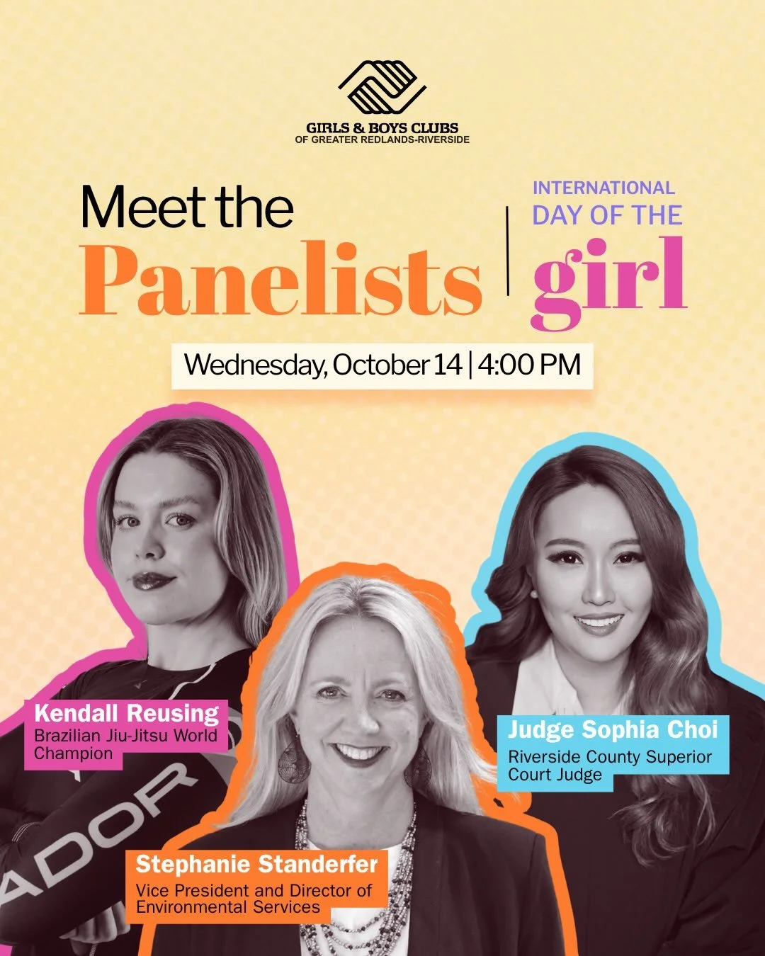 Meet the panelists! 

Swipe to read more about the amazing women that will be speaking at our transformative event in celebration of International Day of the Girl. 

On October 14, we are bringing together girls and visionary leaders who can help unl