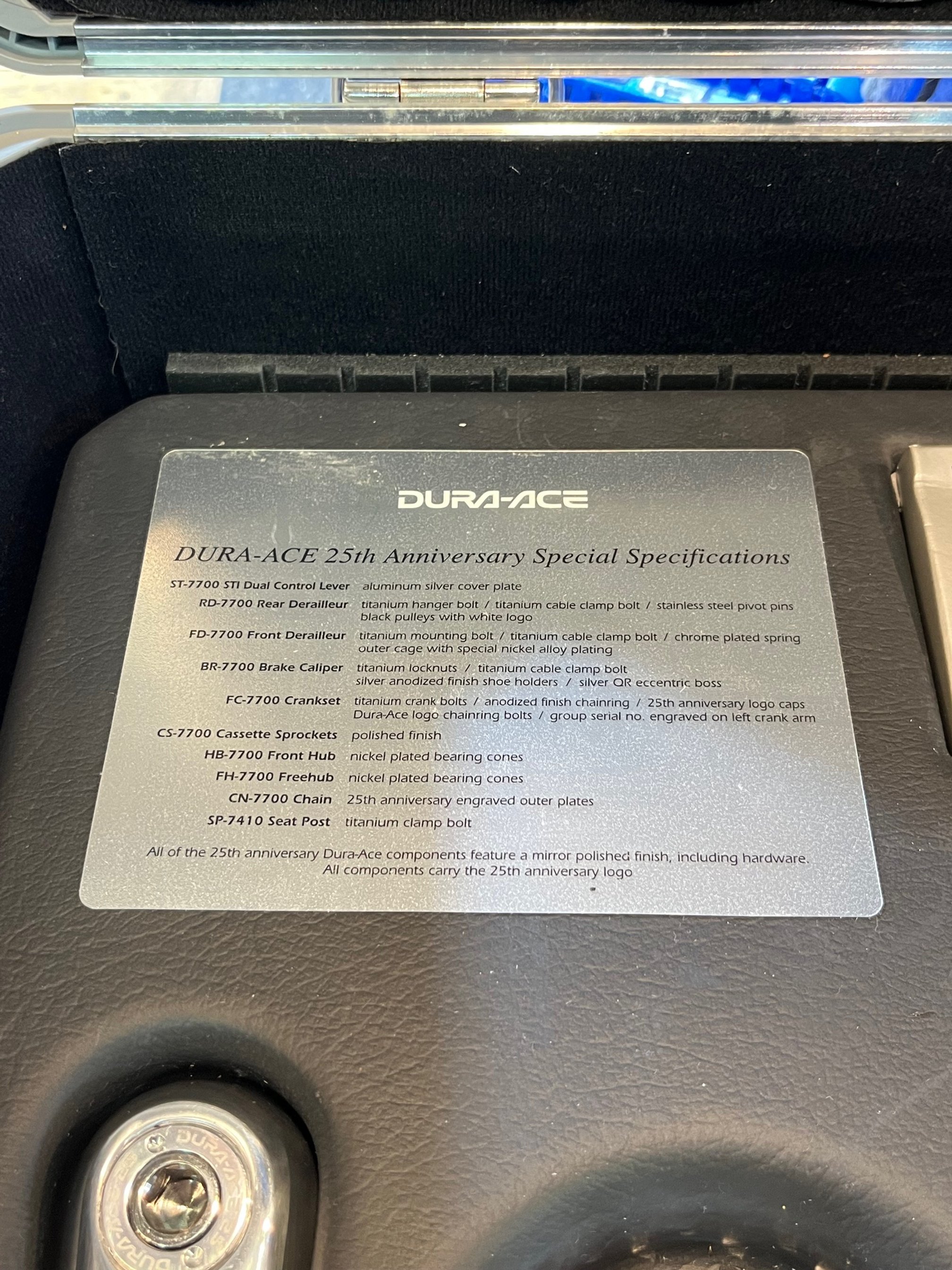 Photo of the New Old Stock 25th Anniversary Shimano Dura Ace Groupset for sale
