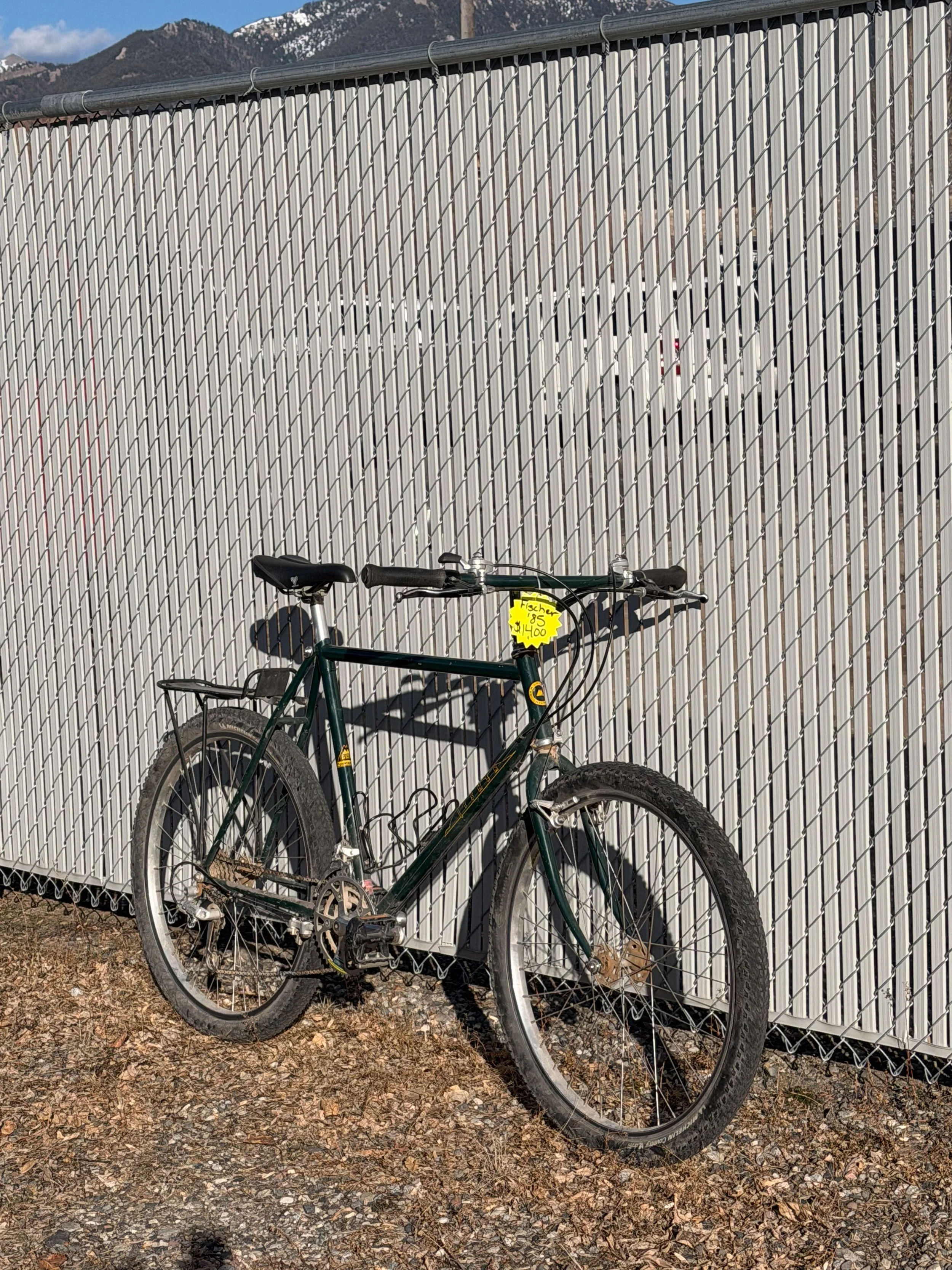 Photo of a 1985 vintage green Fisher mountain bike for sale.