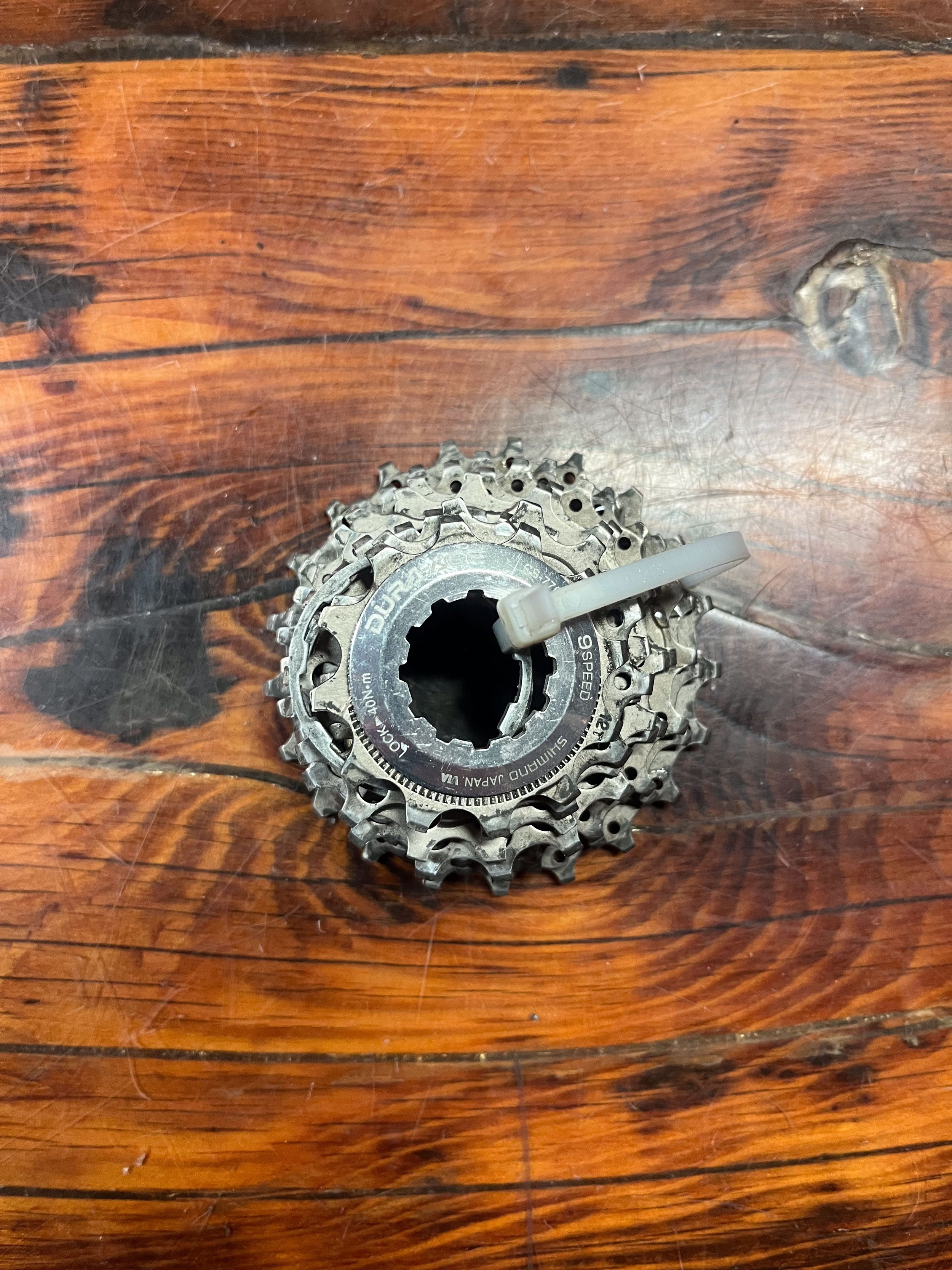 Photo of a used 9 speed Shimano Dura-Ace cassette for sale.
