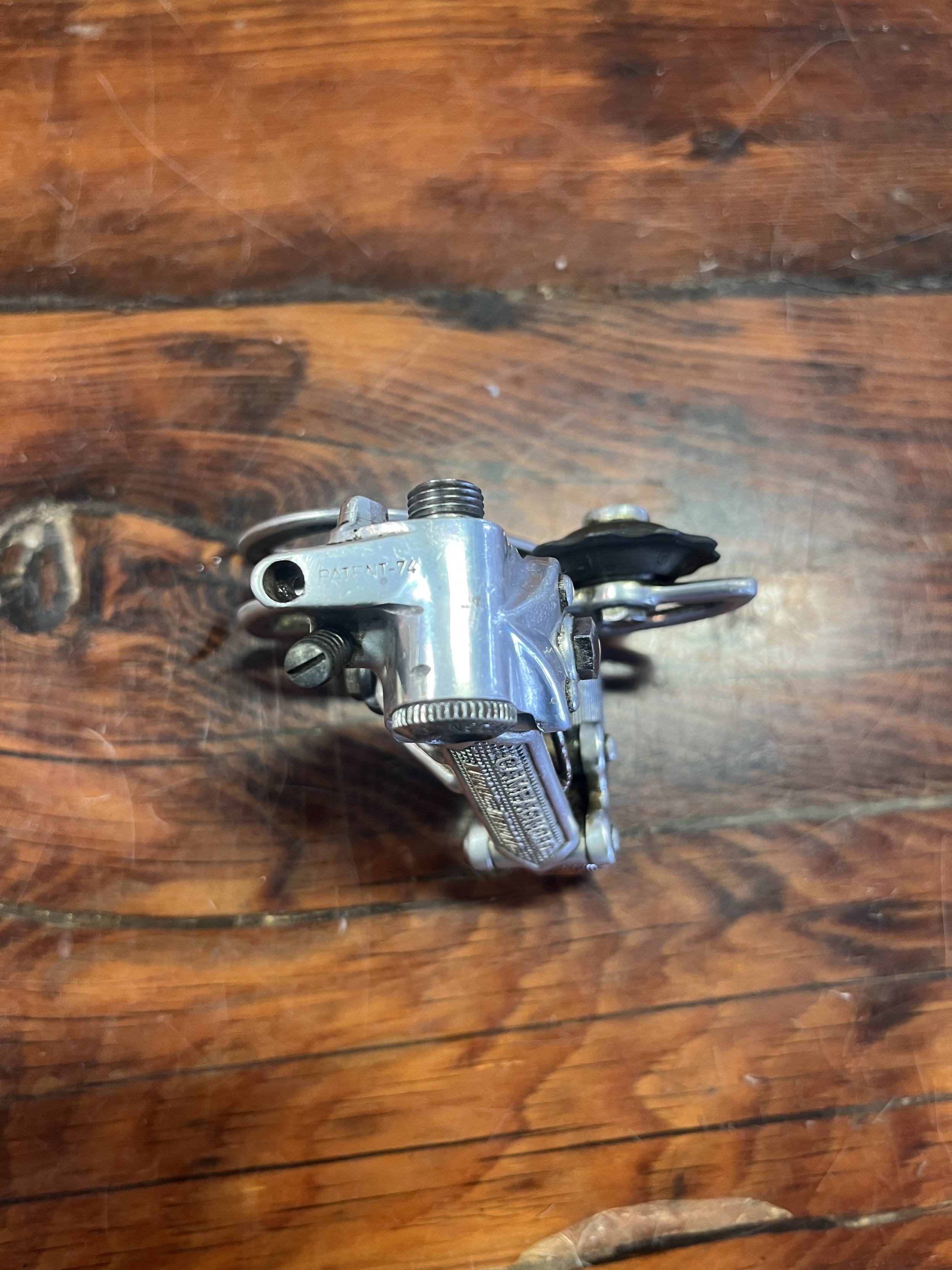 Photo of a 1974 vintage Campagnolo 5/6 speed Nuovo Record rear derailleur for sale.