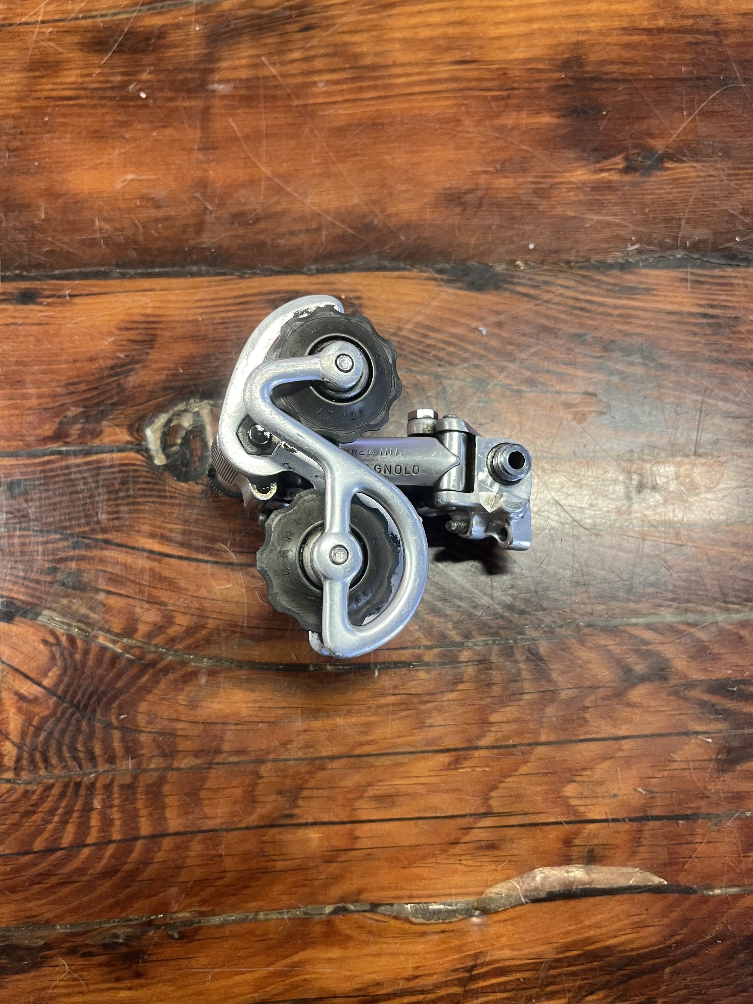 Photo of a 1974 vintage Campagnolo 5/6 speed Nuovo Record rear derailleur for sale.