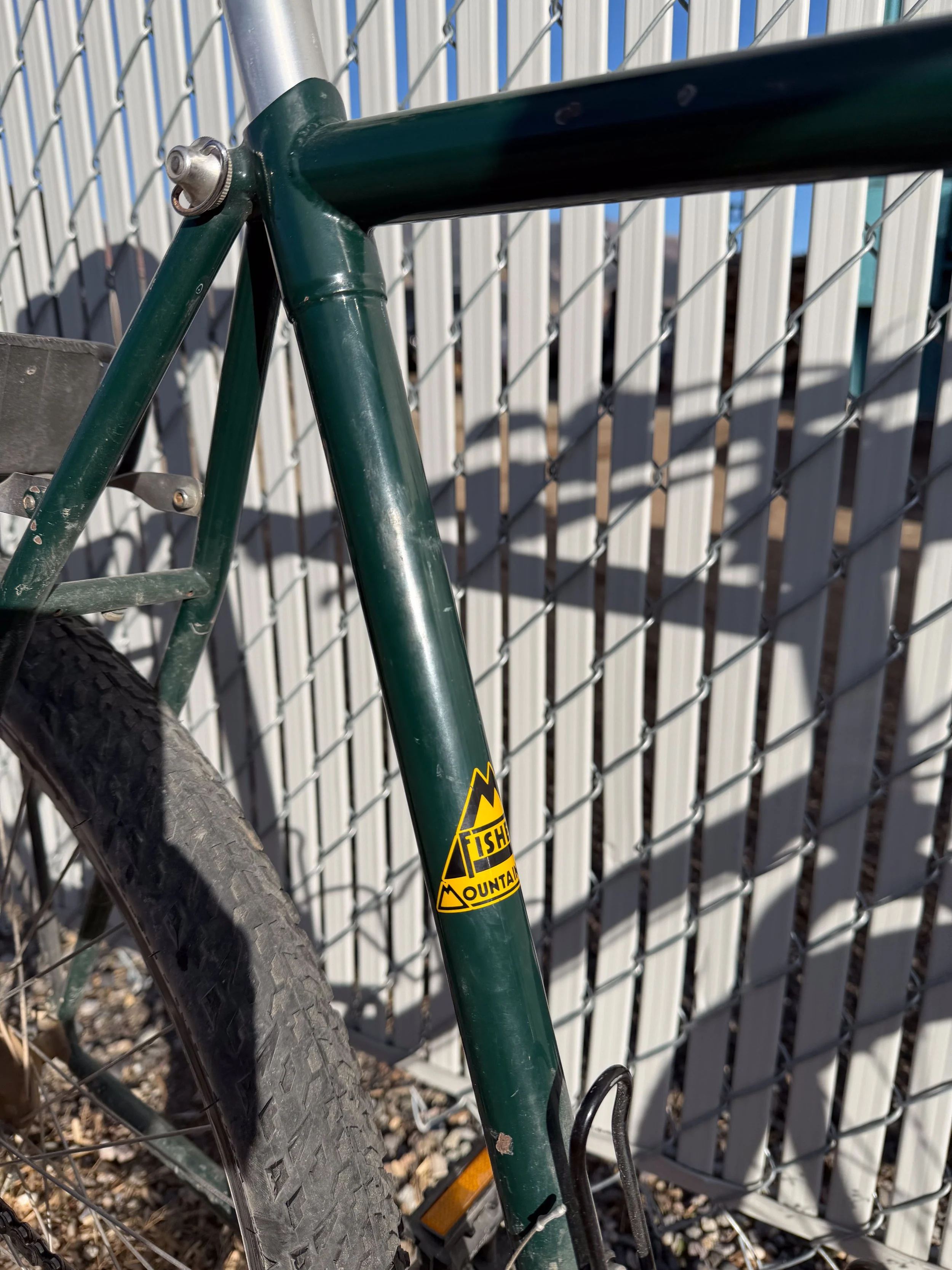 Photo of a 1985 vintage green Fisher mountain bike for sale.