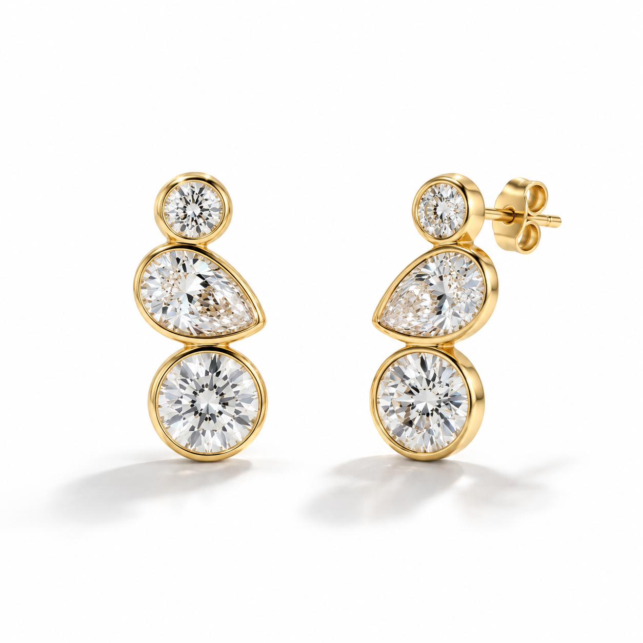 Triple Stud CZ  Earrings