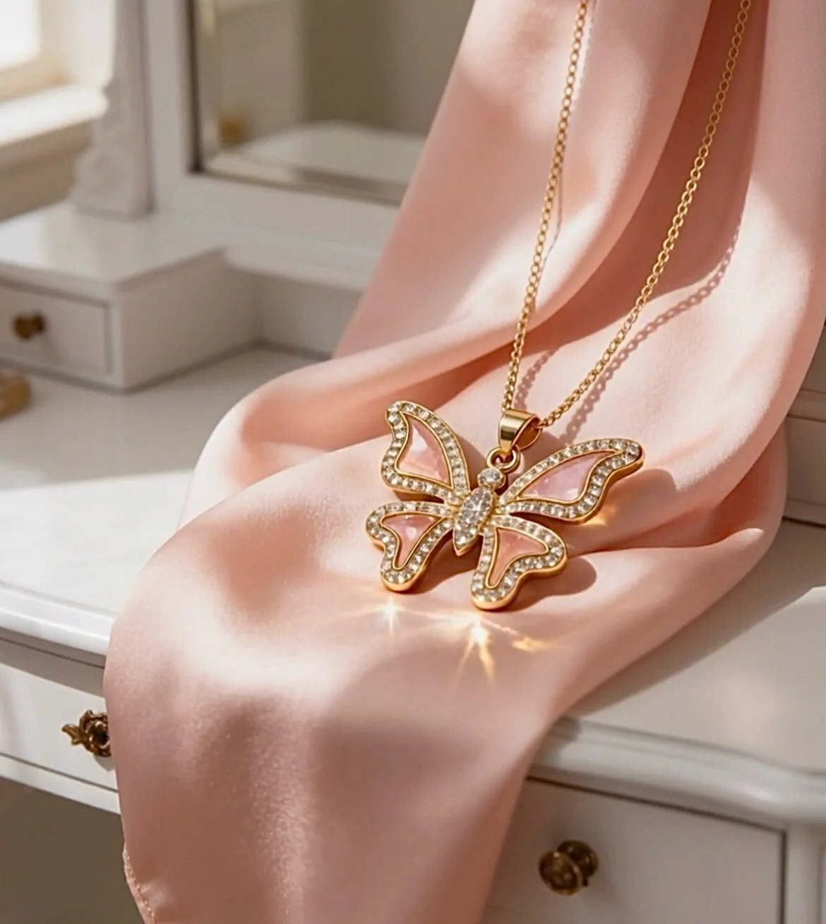 ✨🦋 A little magic around your neck&hellip;
Meet the Pink Butterfly Necklace from our Kaleidoscope Collection&mdash;where whimsy meets elegance. This enchanting piece shimmers with soft pink pearl and sparkling CZ accents, designed to catch the light