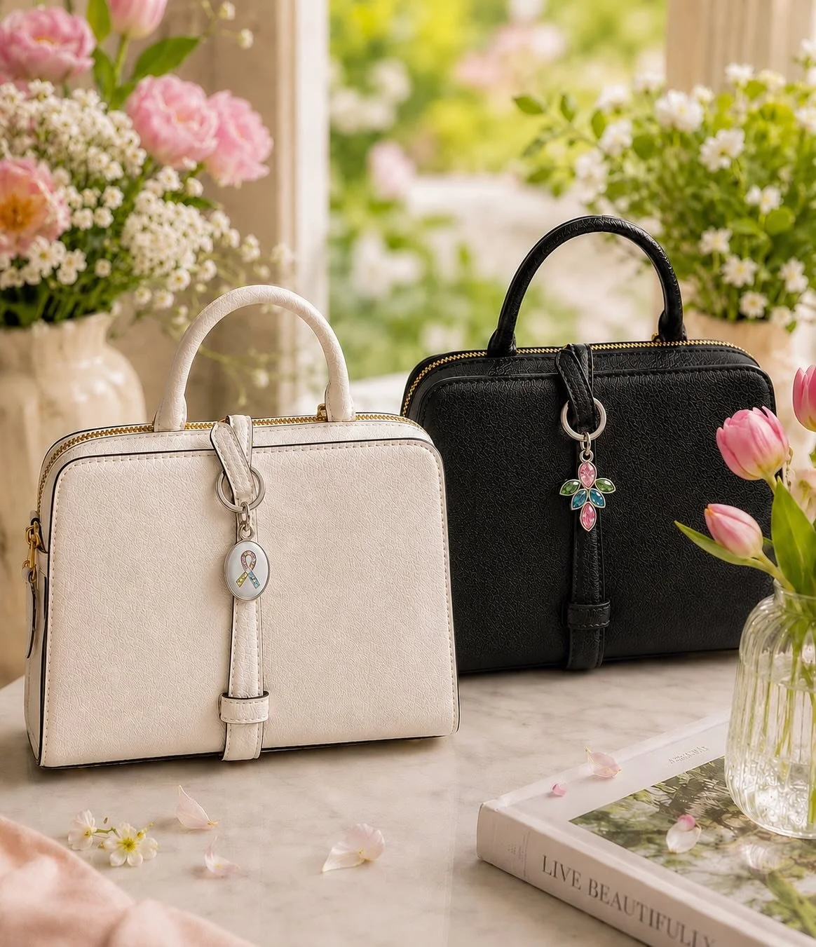 This Mother&rsquo;s Day, give a gift that carries meaning beyond the moment.
Discover our MBC Collection, now featuring beautifully designed Purse Charms , small keepsakes with a powerful message. Each piece shimmers in meaningful hues of pink, green