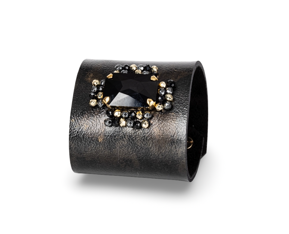 Black Crystal Statement Cuff Bracelet