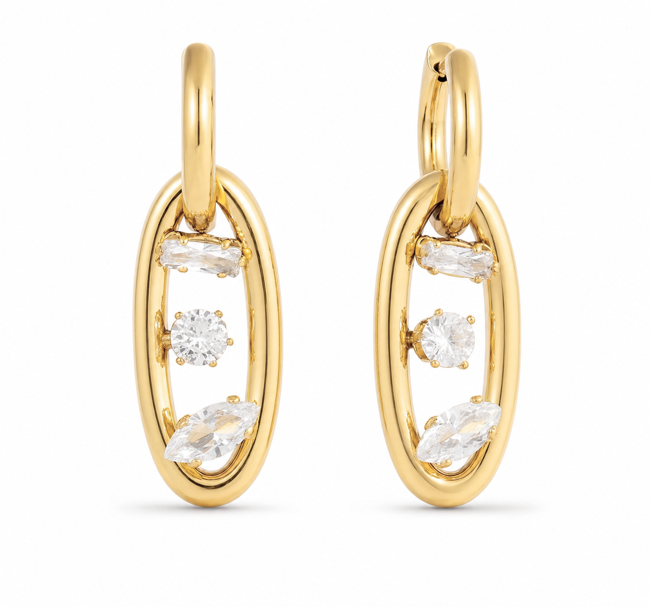 Trio CZ Drop Earrings