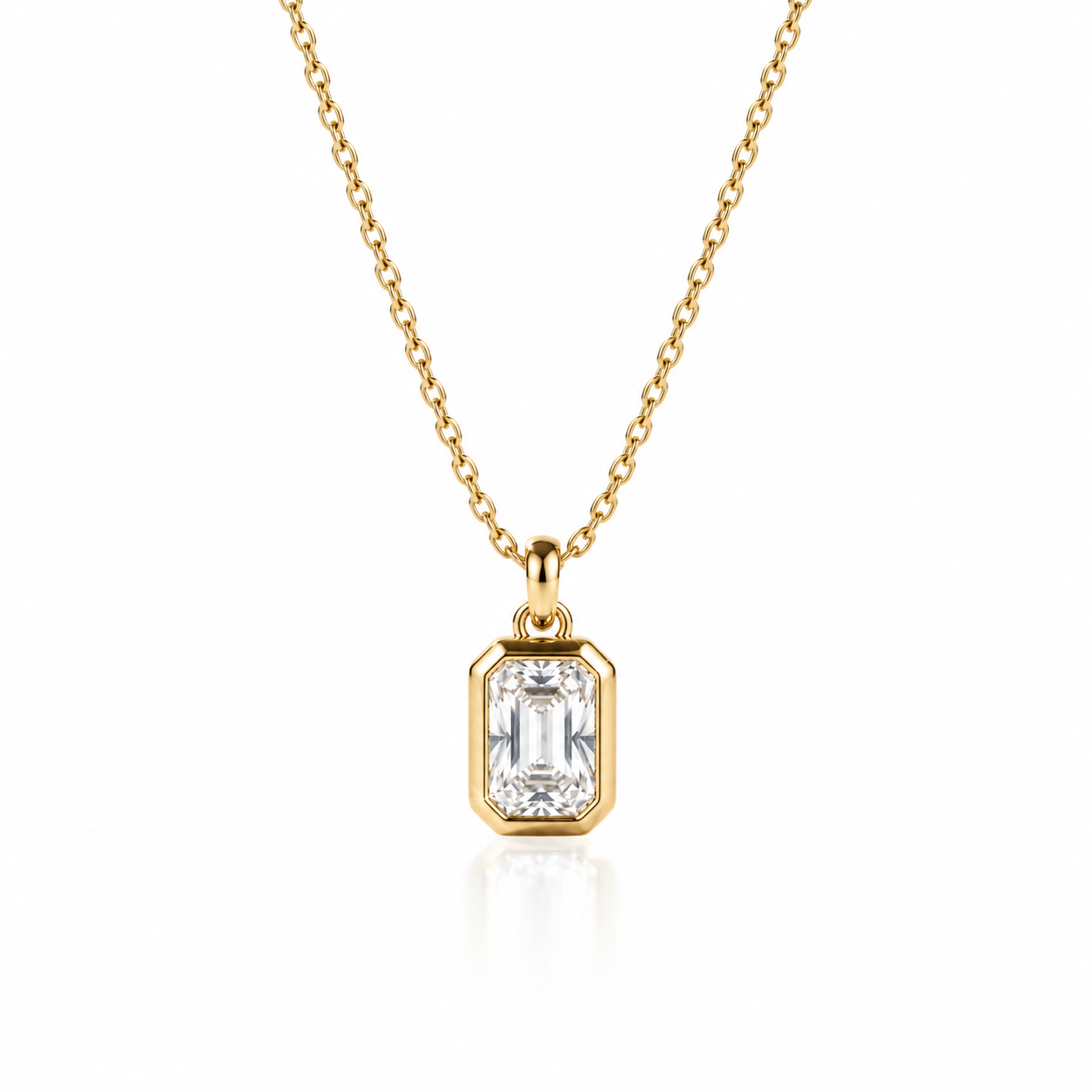 Radiant Bezel Pendant Necklace