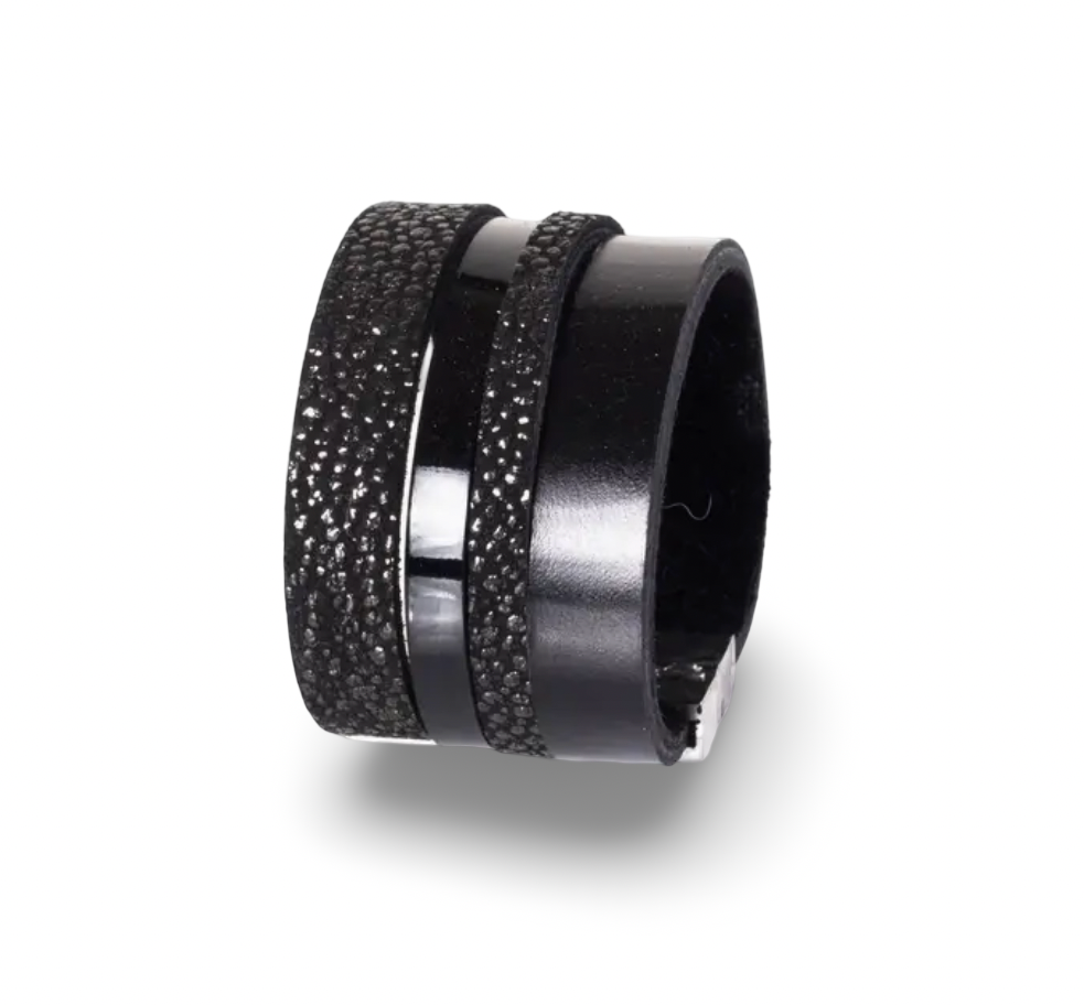 Black Shagreen & Patent Leather Cuff