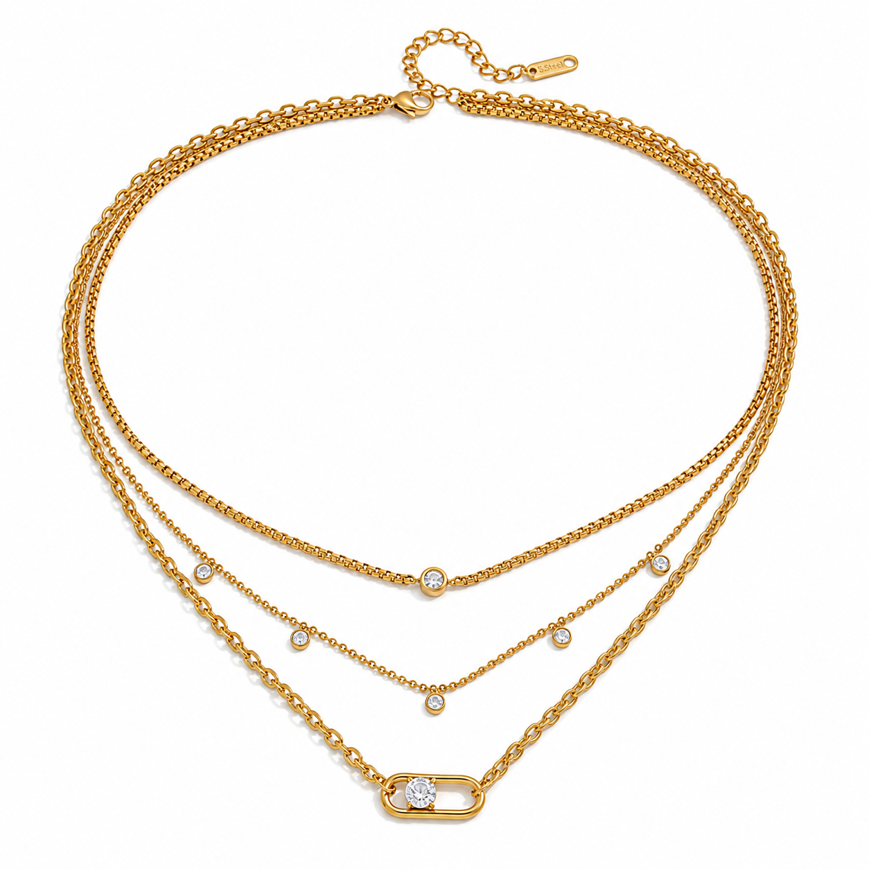 Triple Strand CZ Necklace