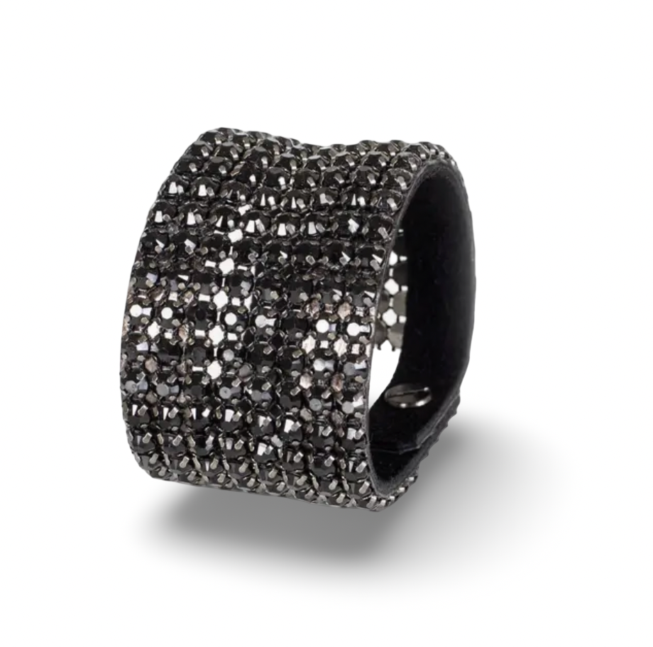 Black Crystal Wide Cuff Bracelet