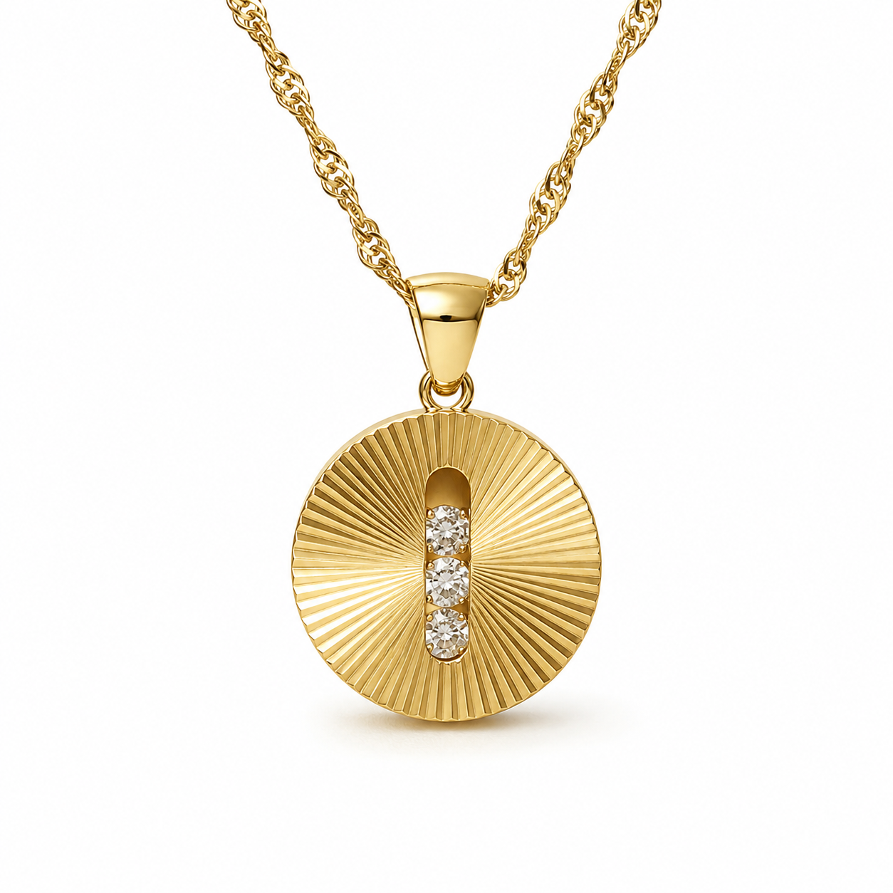 Gold Sunburst Disc Necklace
