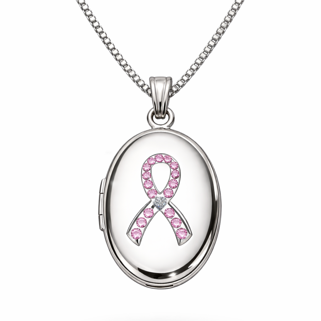 Pink Ribbon Locket Necklace