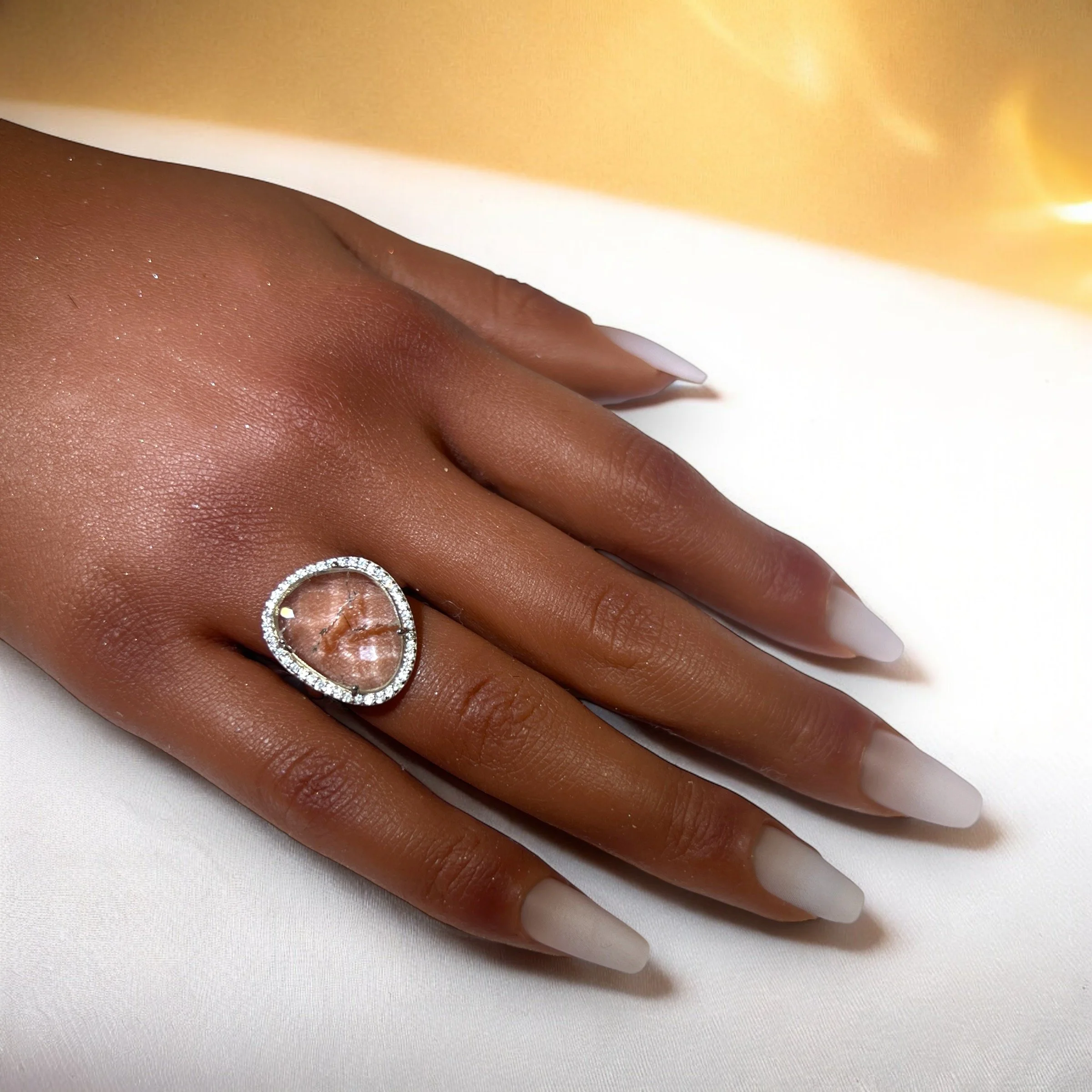 Abstract Halo Ring / Clear Glass / Silver