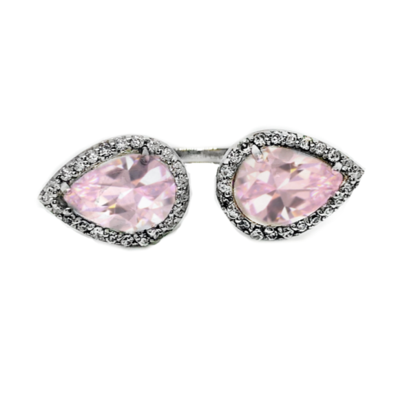 Two Pear Halo Ring