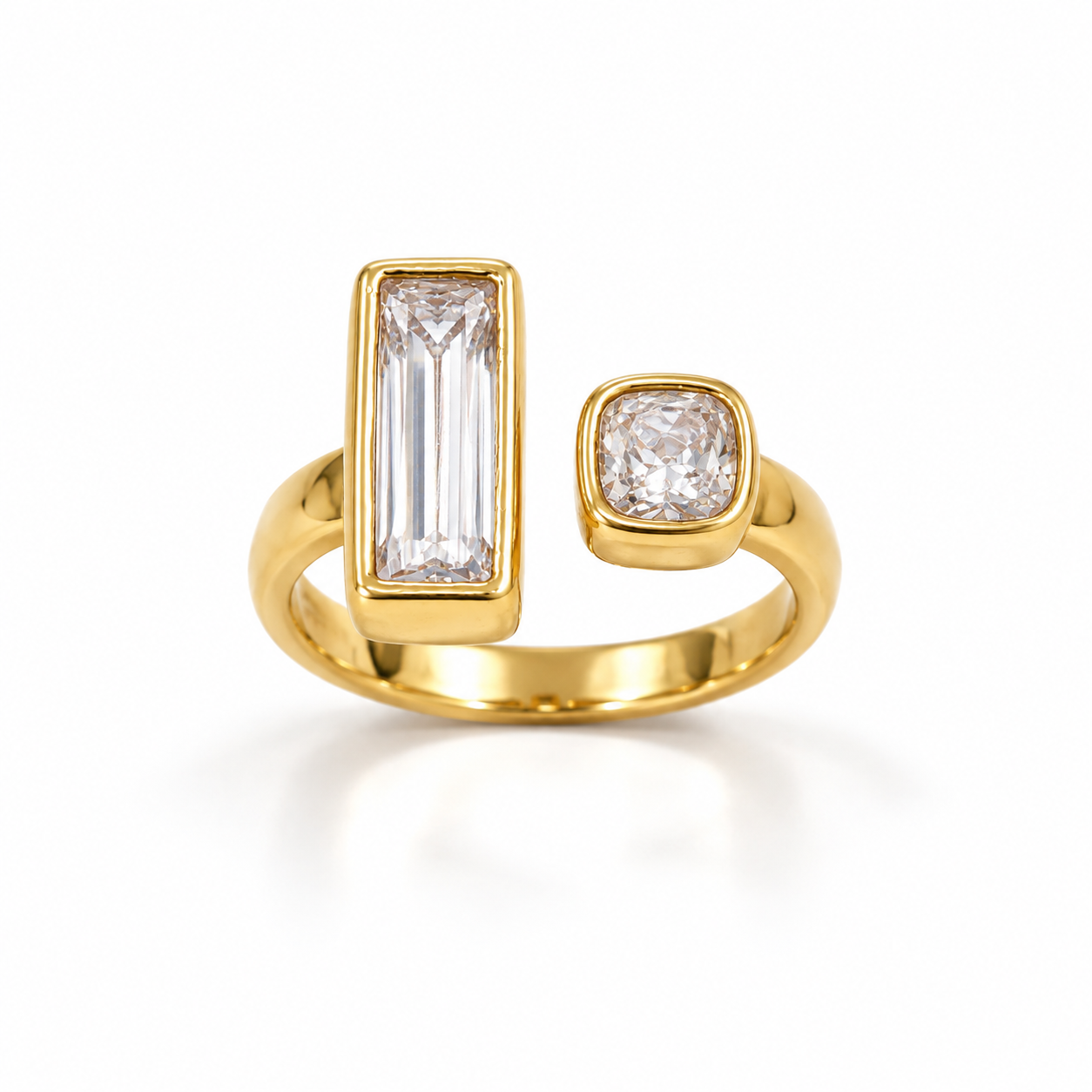Emerald Cut Geometric Ring